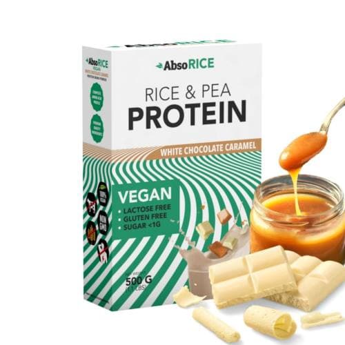 AbsoRICE proteín s príchuťou bielej čokolády a karamelu 500 g