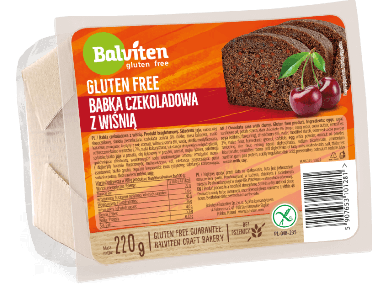 Balviten bezlepkový čokoládový koláč s čerešňami 220 g