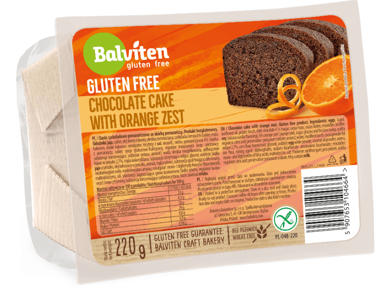 Balviten bezlepkový čokoládový torta s pomarančom 220 g