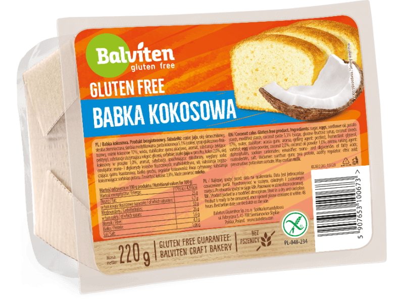 Balviten bezlepková kokosová babka 220 g
