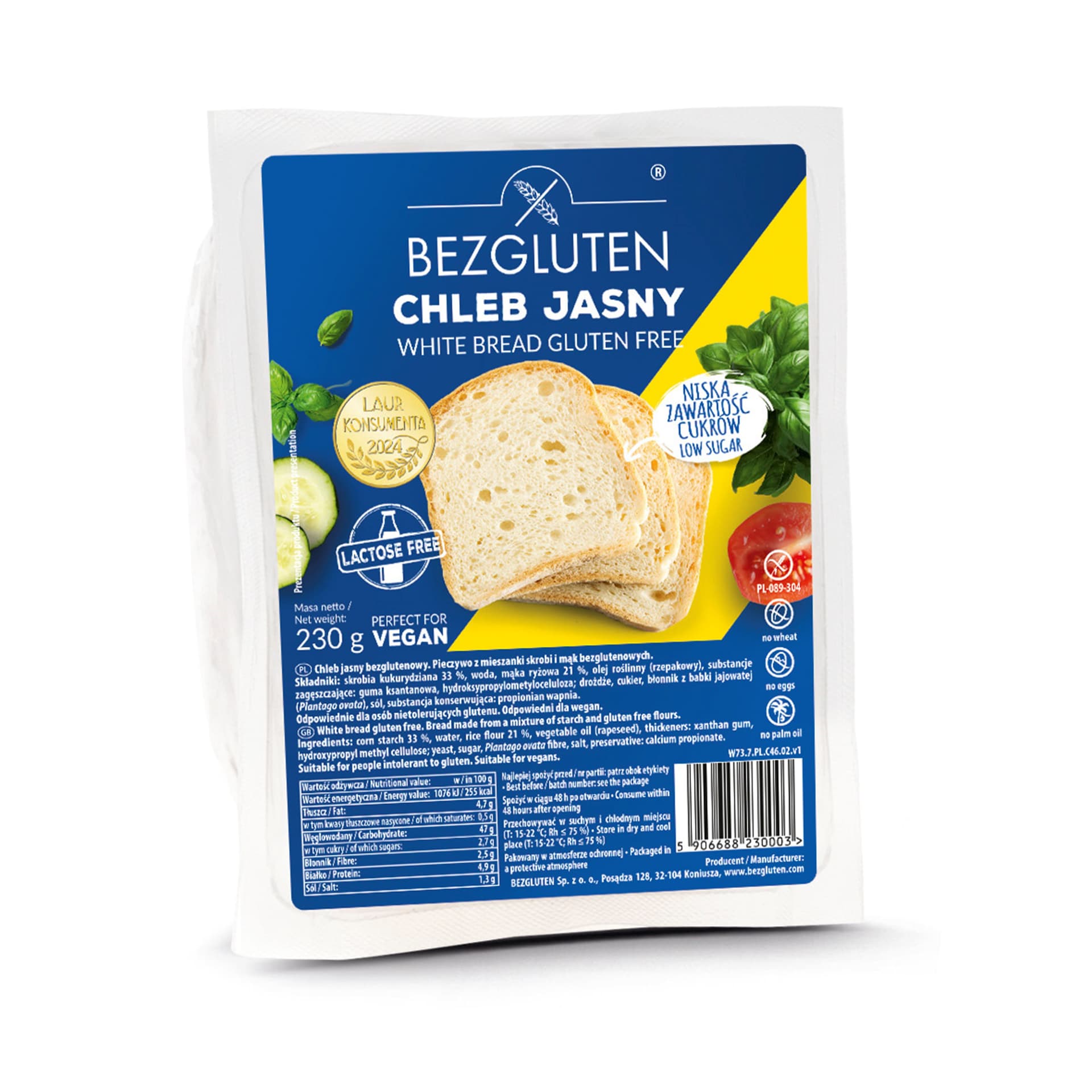 Bezgluten bezlepkový biely chlieb 230 g