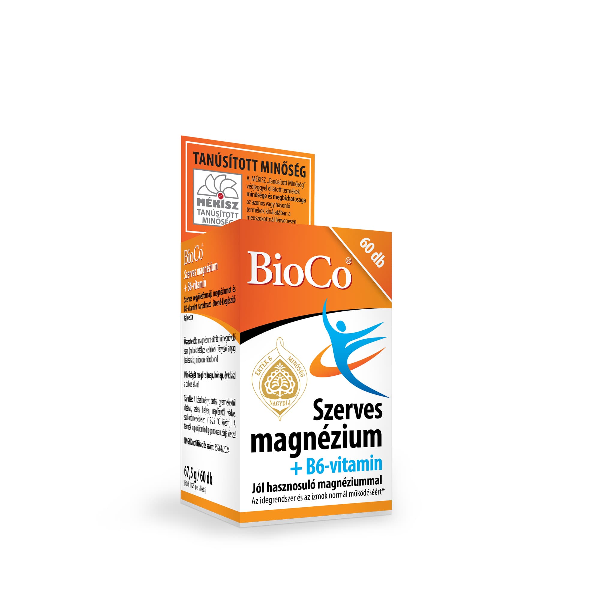 Bioco organický horčík tablety B6 vitamínu 60 ks