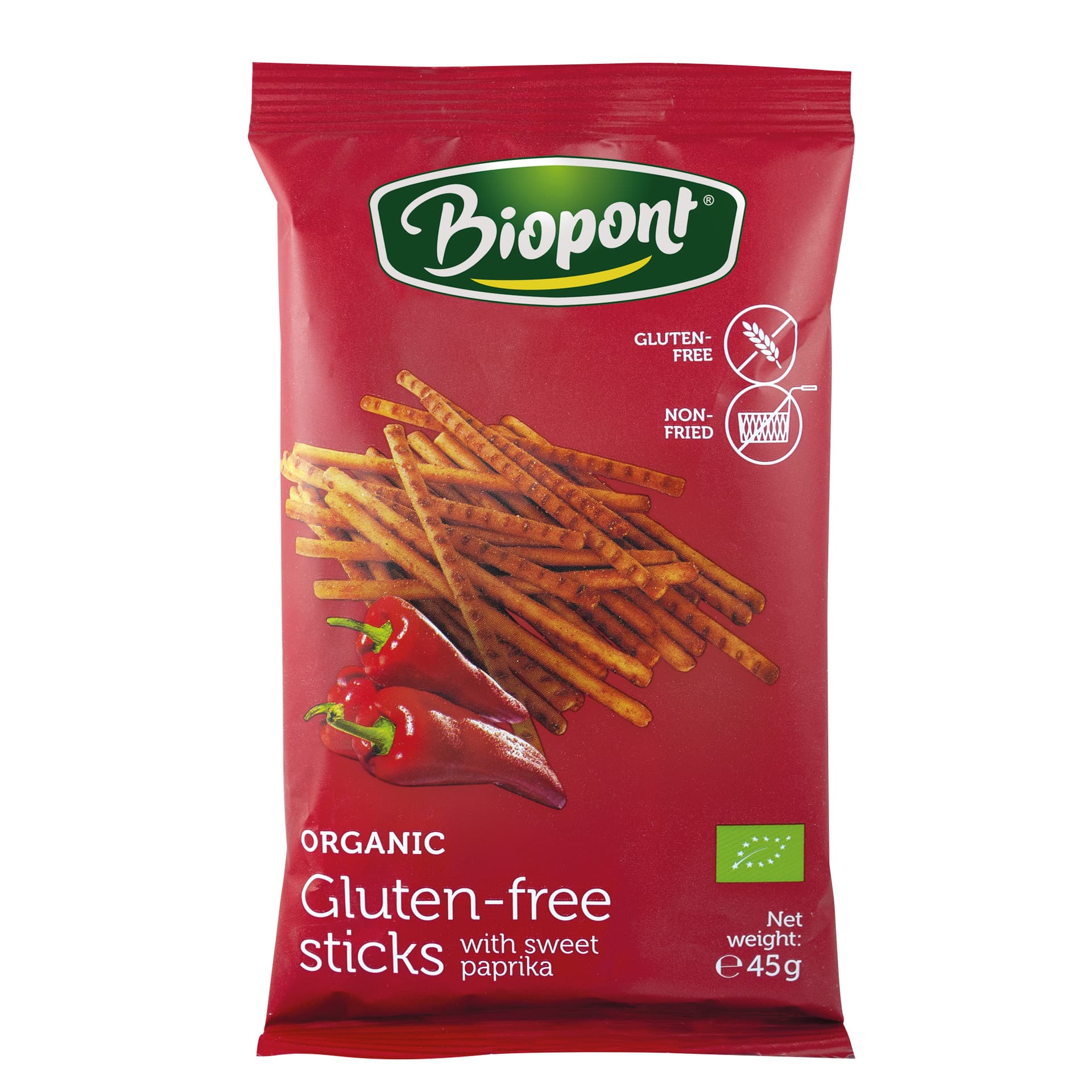 Biopont bio bezlepkové slané paličky paprika 45 g
