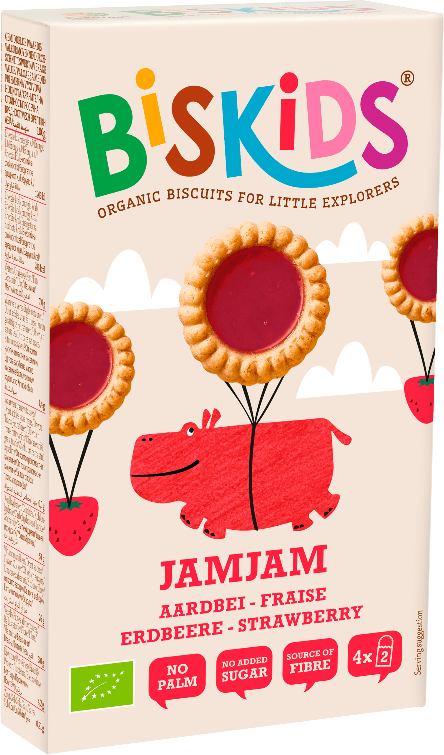 Biskids jamjam biokeks s jahodovou náplňou 100 g