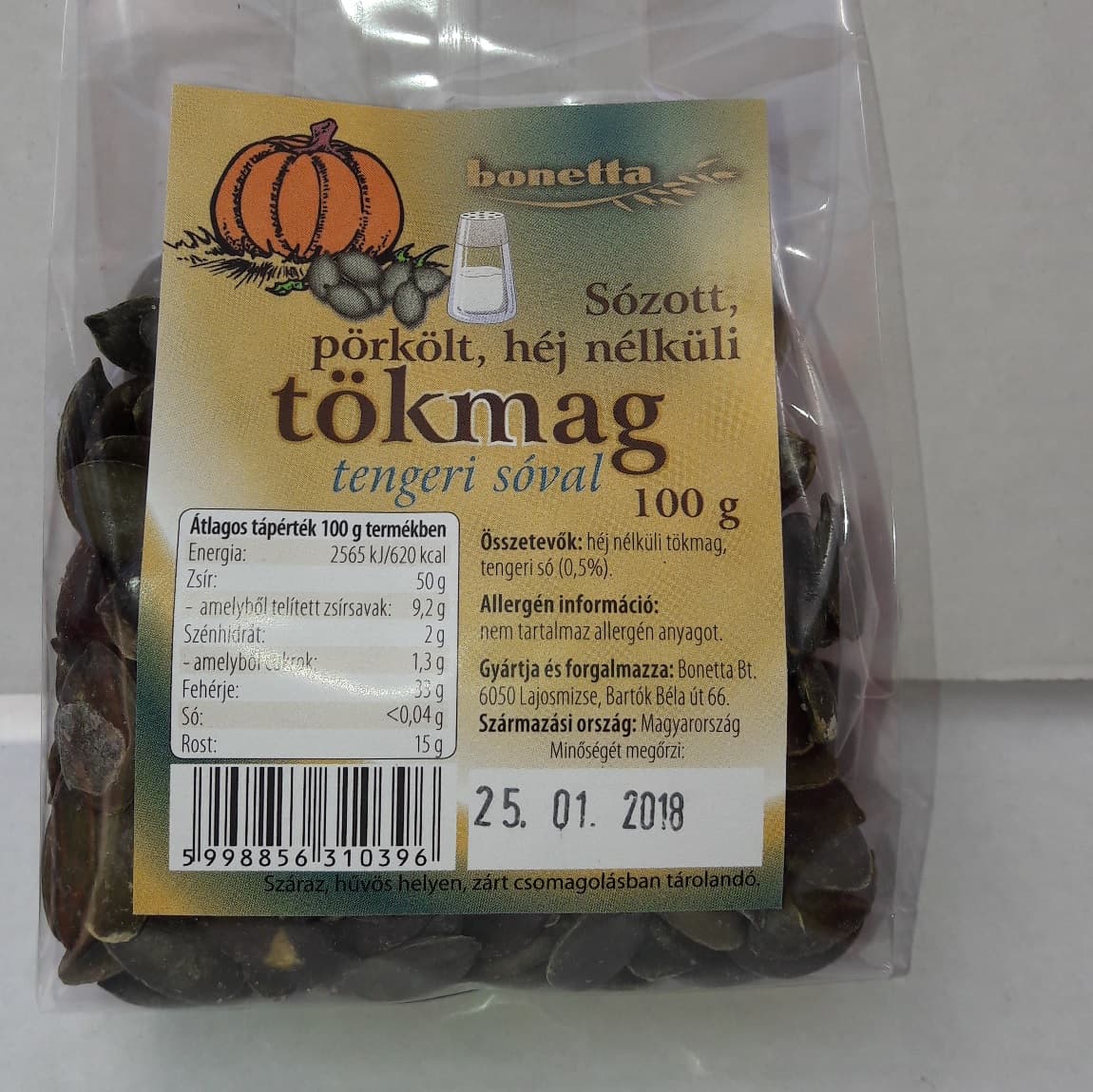Bonetta hľuzovité tekvicové semienka pražené soľené 100 g