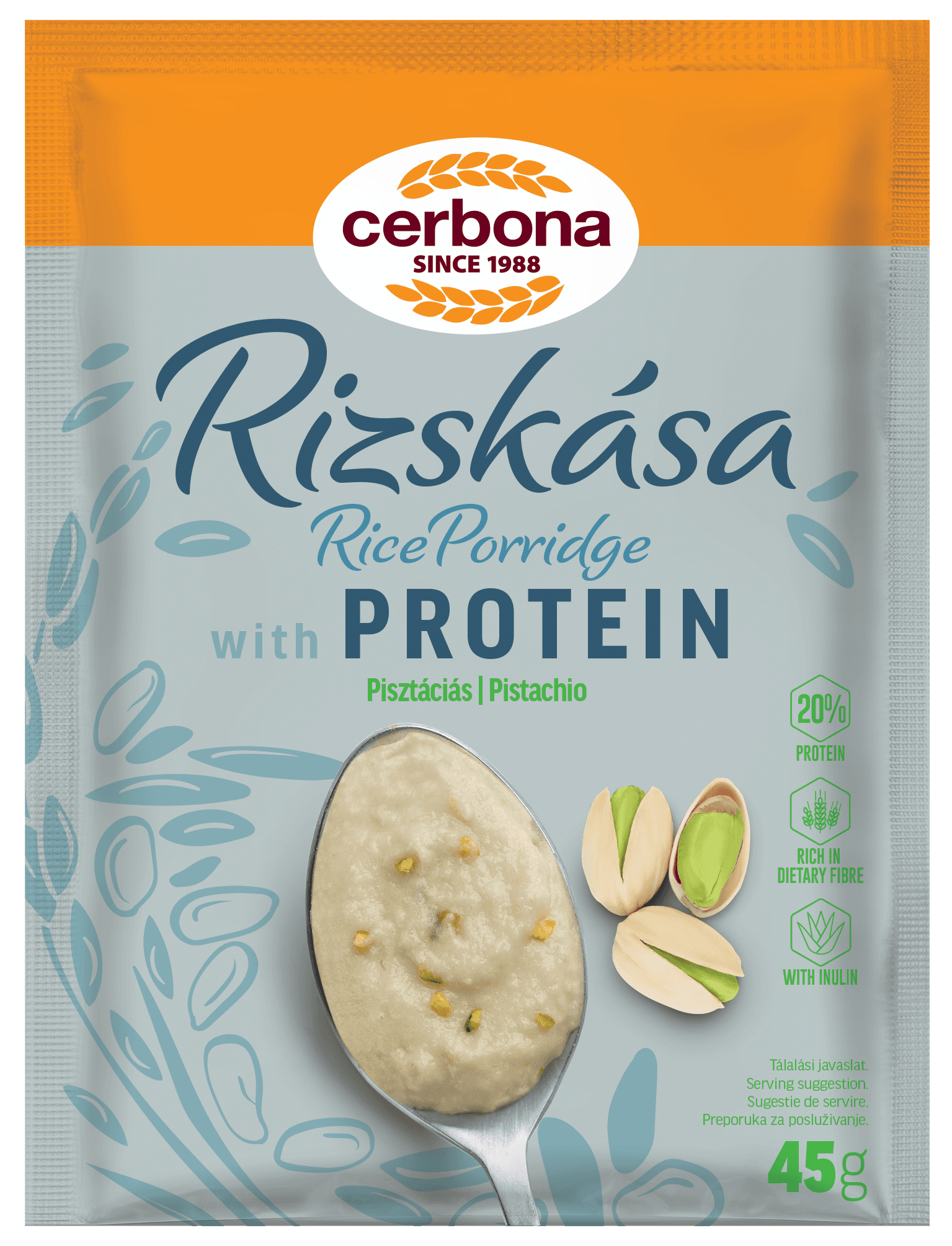 Cerbona ryžová kaša s pistáciovým proteínom 45 g