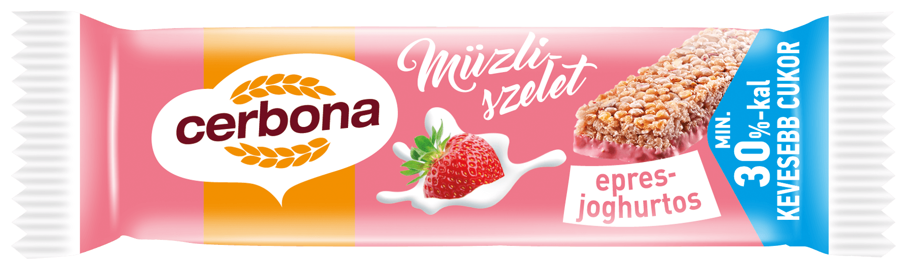 Cerbona müsli tyčinka jahodovo-jogurtová s jahodovou polevou 20 g - 43425