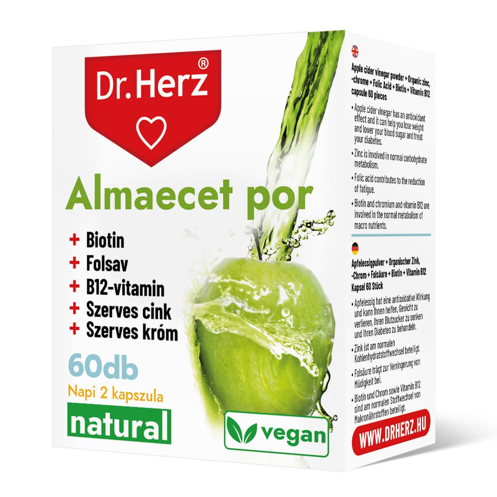 Dr.herz jablkový ocot prášok+biotín+folát kapsula 60 ks