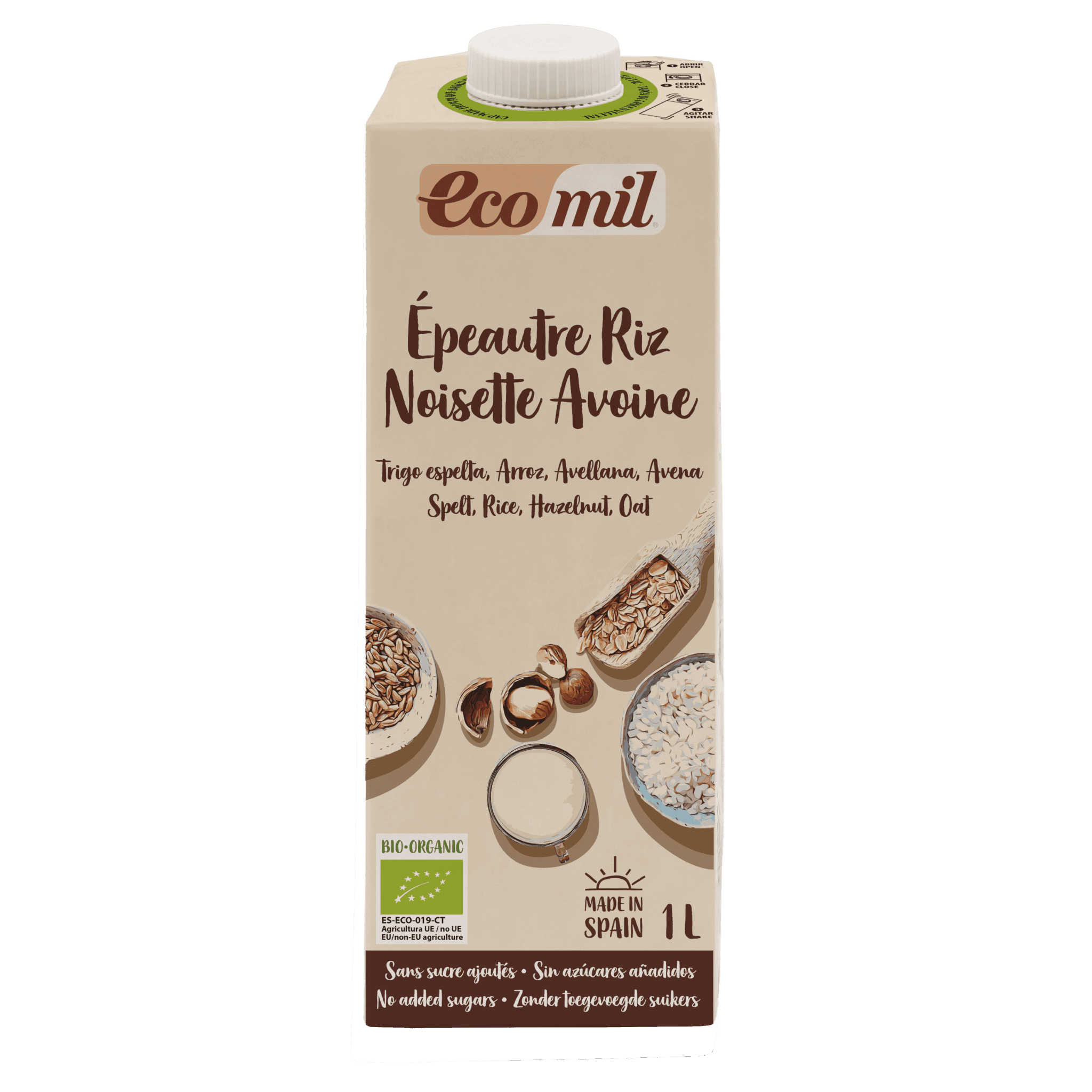 Ecomil bio špalda, ryža, ovos, lieskový oriešok nápoj 1000 ml