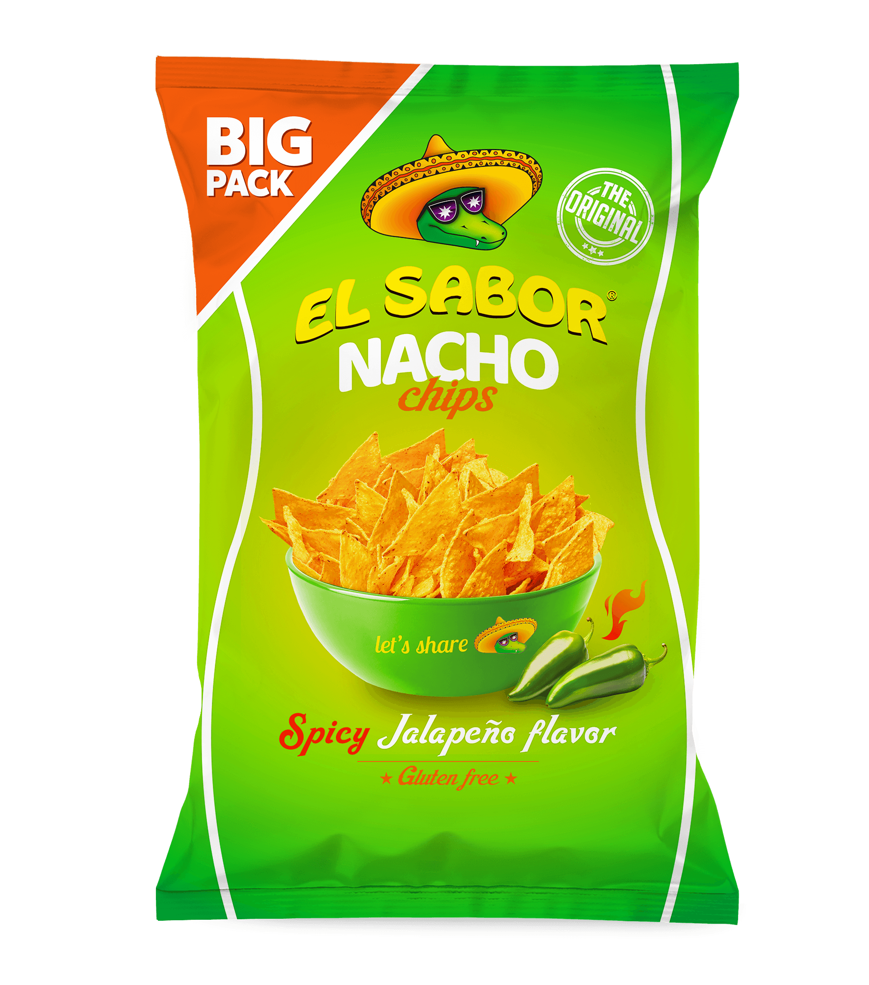 El sabor big nacho chips bezlepkové jalapeno 180 g