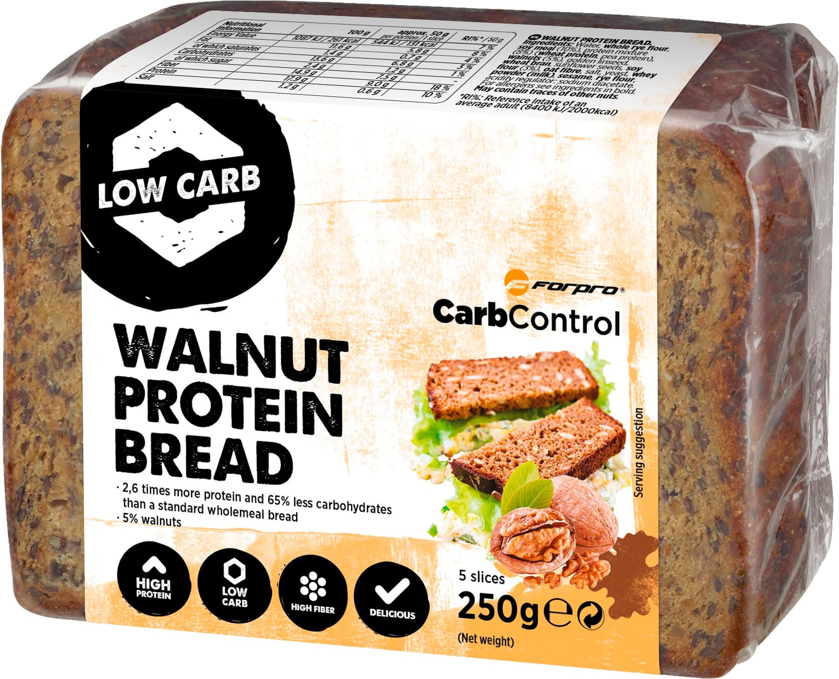 Forpro proteínový chlieb s orechami 250 g
