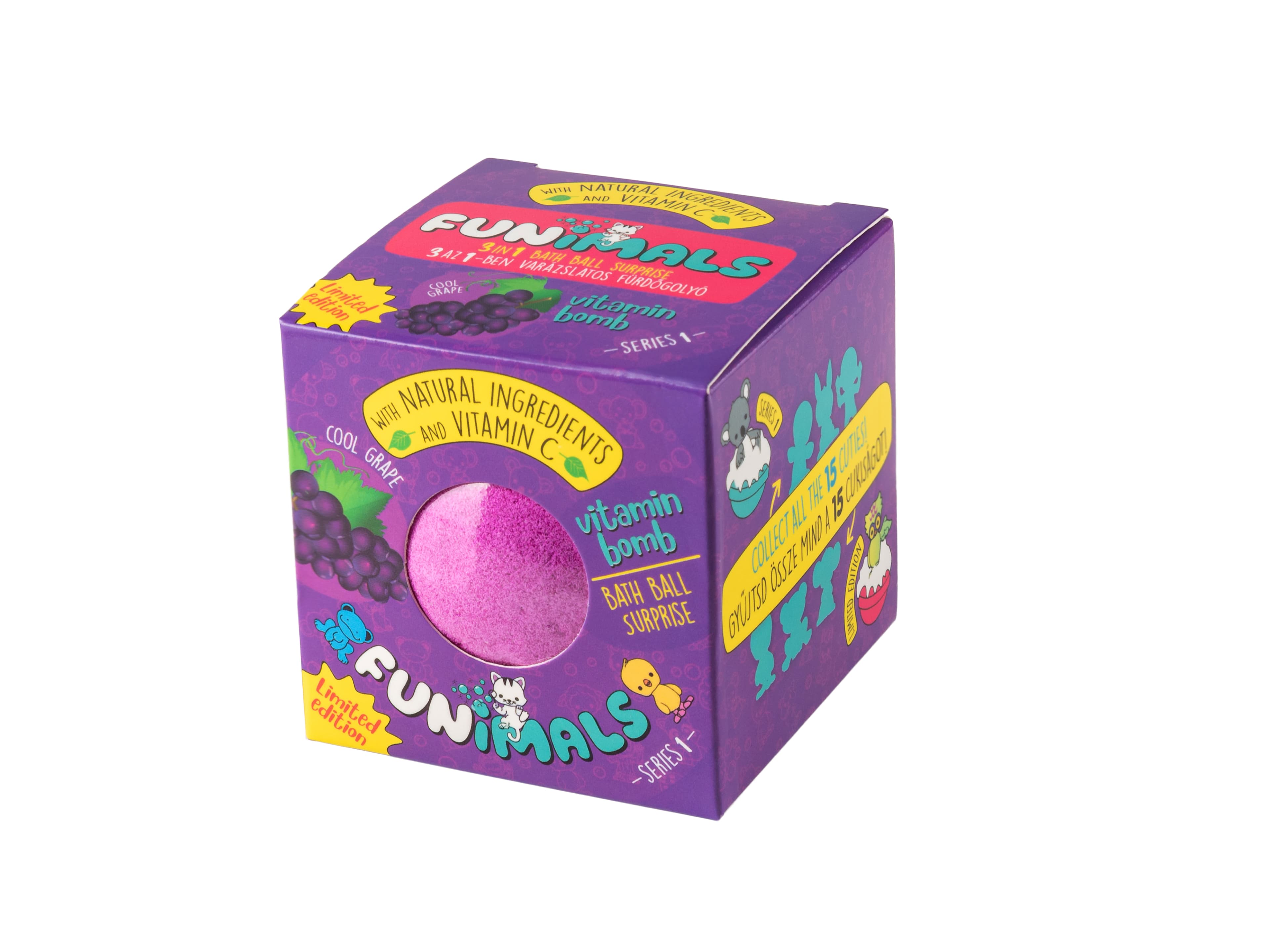 FUNIMALS Kúpeľová guľa s hroznovou vôňou a prekvapením 105 g - 89639
