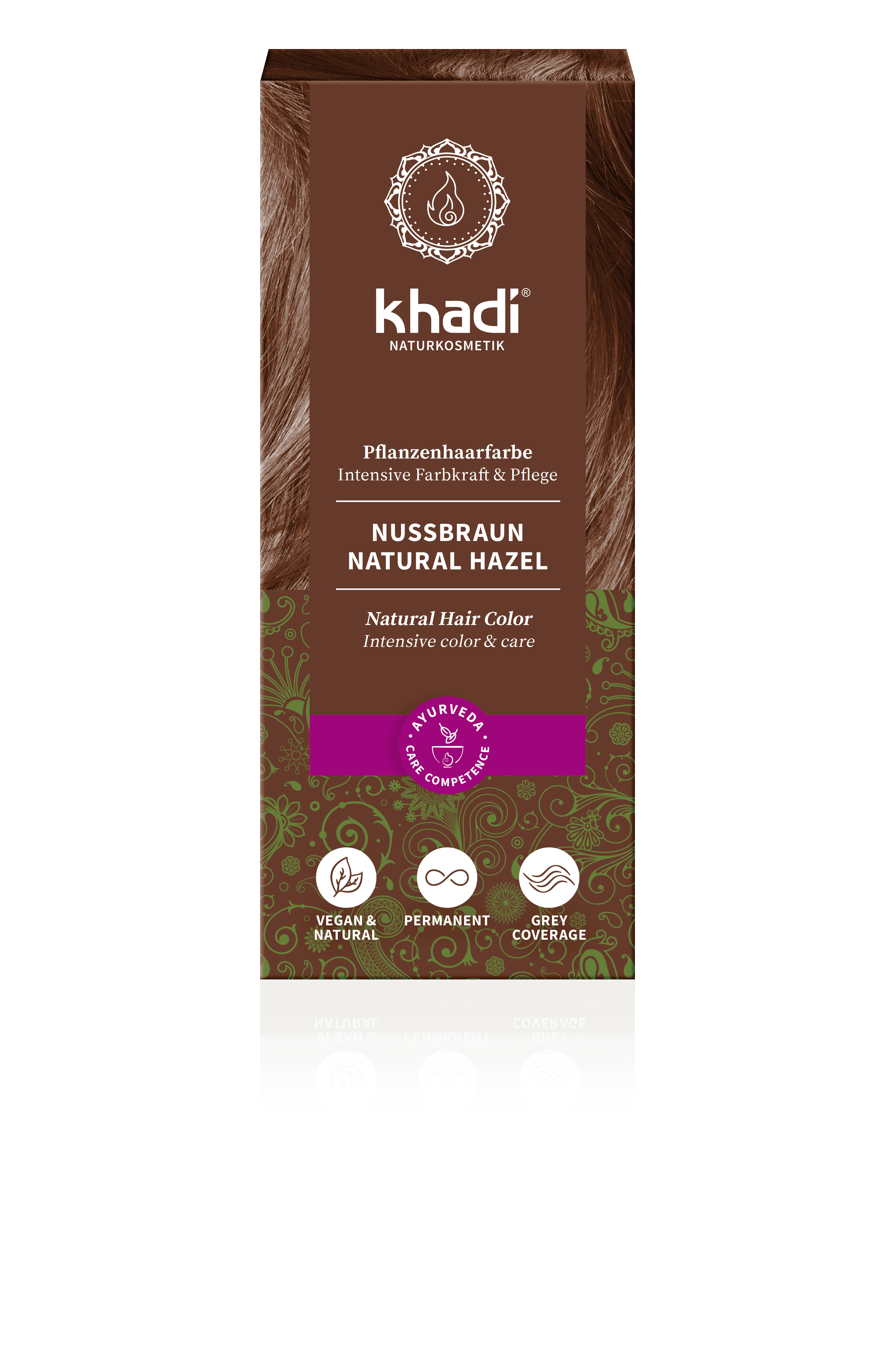 Khadi Bylinná farba na vlasy odtieň lieskového orieška 100 g - 31543