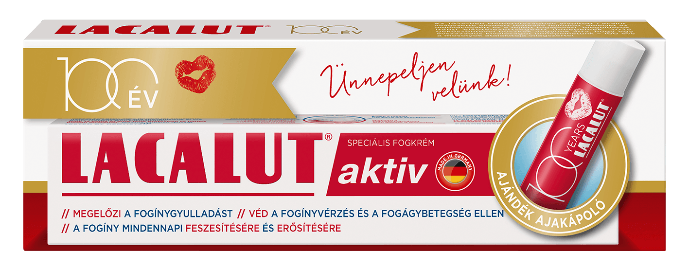 Lacalut aktiv zubná pasta + lacalut balzam na pery 75 ml