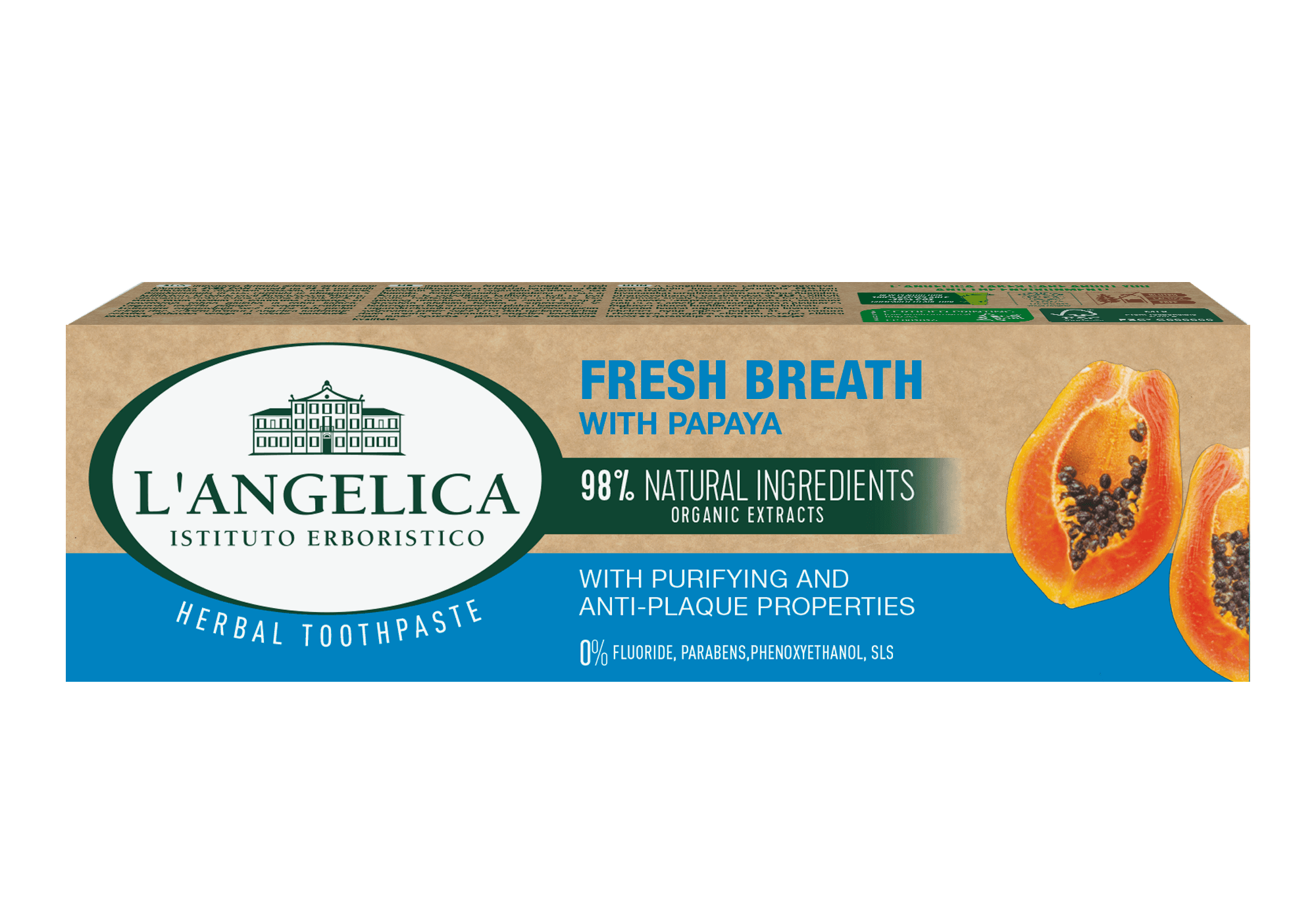 Langelica bylinná zubná pasta s papájou pre extra svieži dych 75 ml - 90491