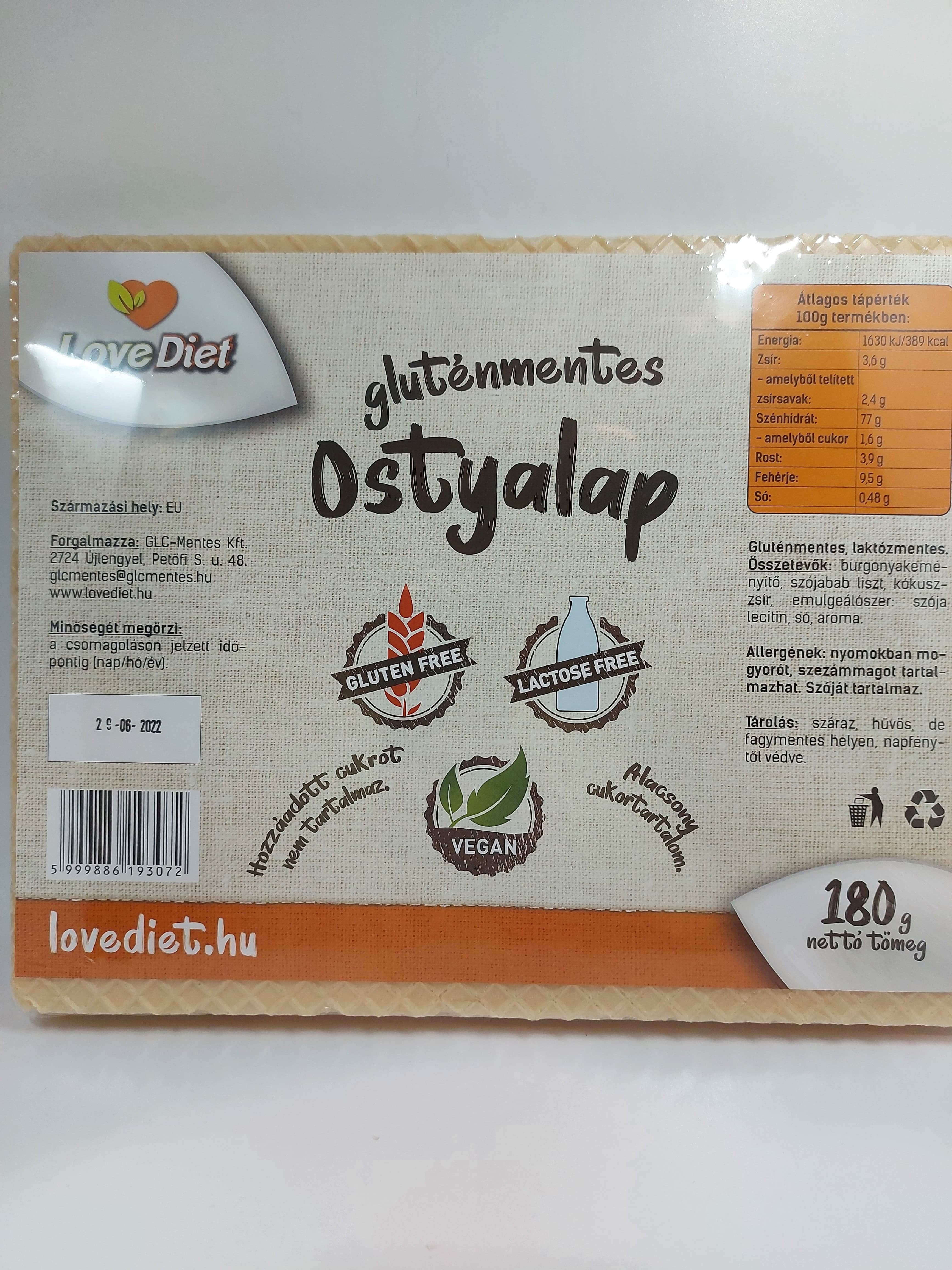 Love Diet bezlepkové chrumkavé oblátky 180 g - 93462