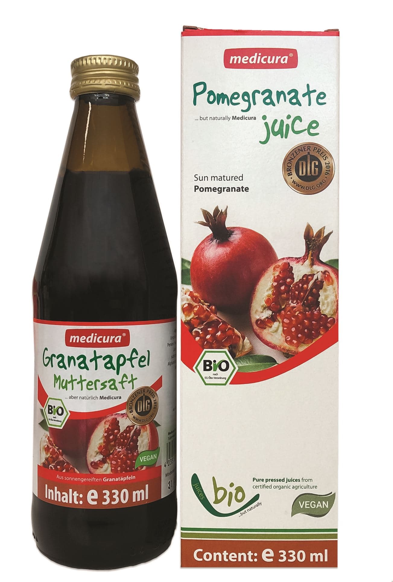 Medicura bio ovocná šťava 100% granátové jablko 330 ml