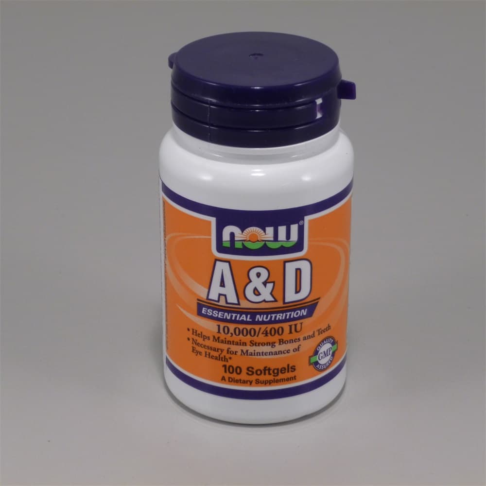 NOW Foods Vitamín A & D 10000/400 IU 100 mäkkých gélových kapsúl - 38809
