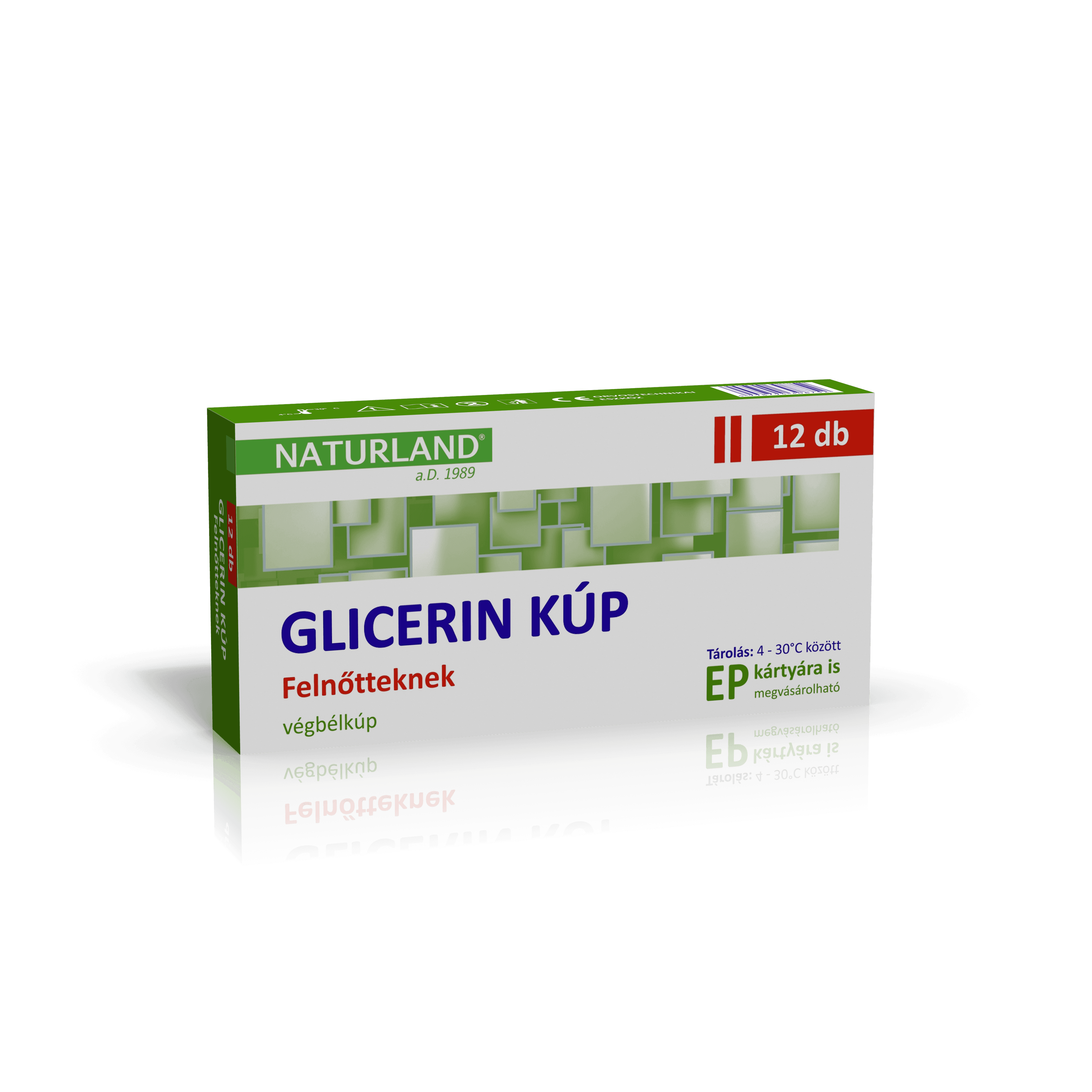 Naturland Glycerínové čapíky 2500 mg pre dospelých, 12 kusov - 96373