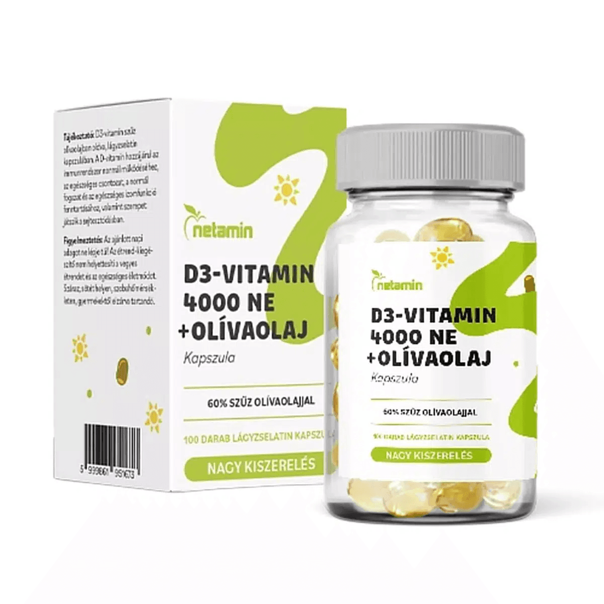 Netamin D3-vitamin 4000 NE + olivový olej kapsula 100 ks