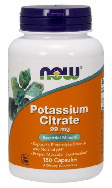 NOW Citrát draselný 99 mg, 180 kapsúl - 92479