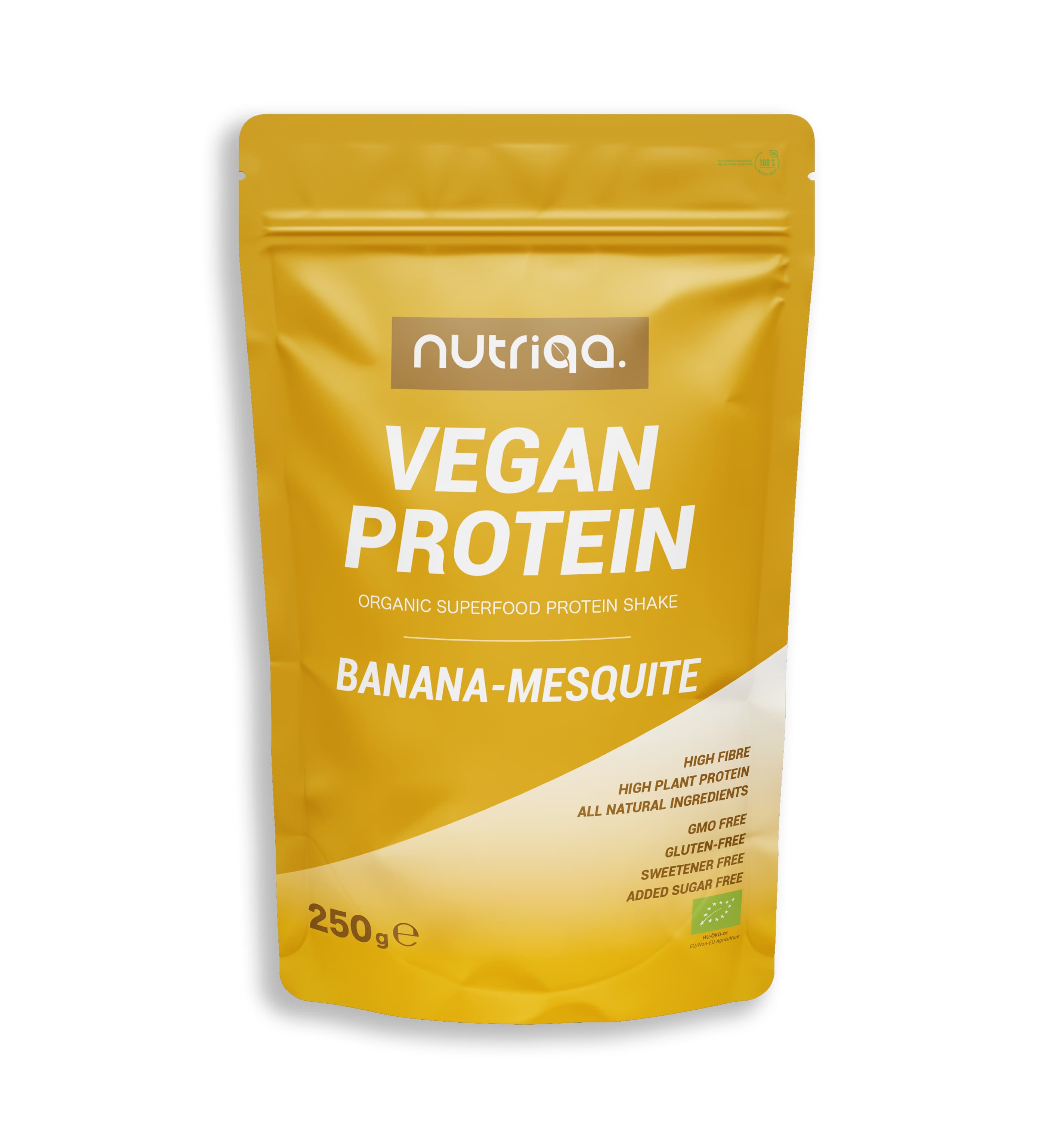 Nutriqa bio vegán banán-mesquite proteínový shake 250 g