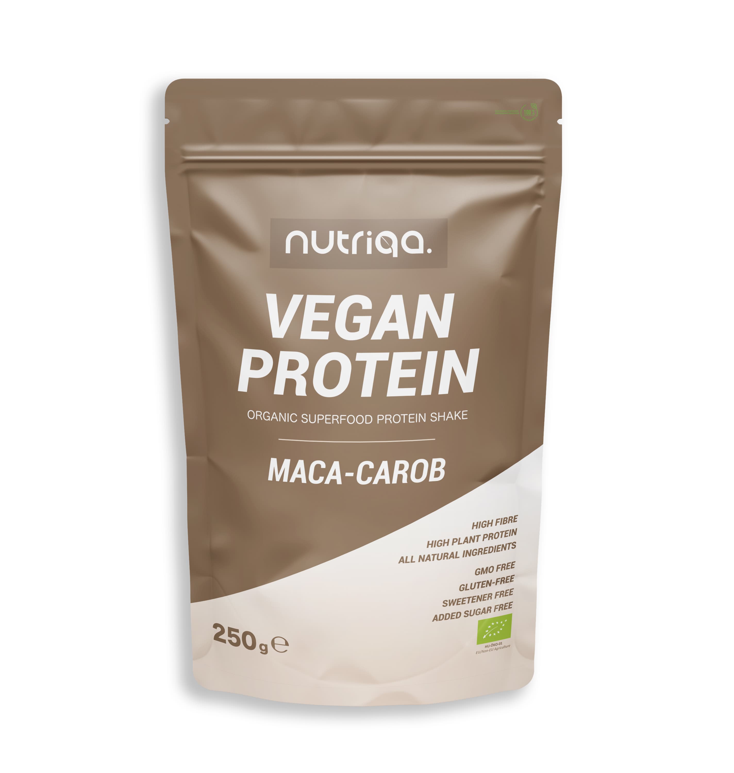 Nutriqa bio vegán maca-karob proteínový prášok 250 g