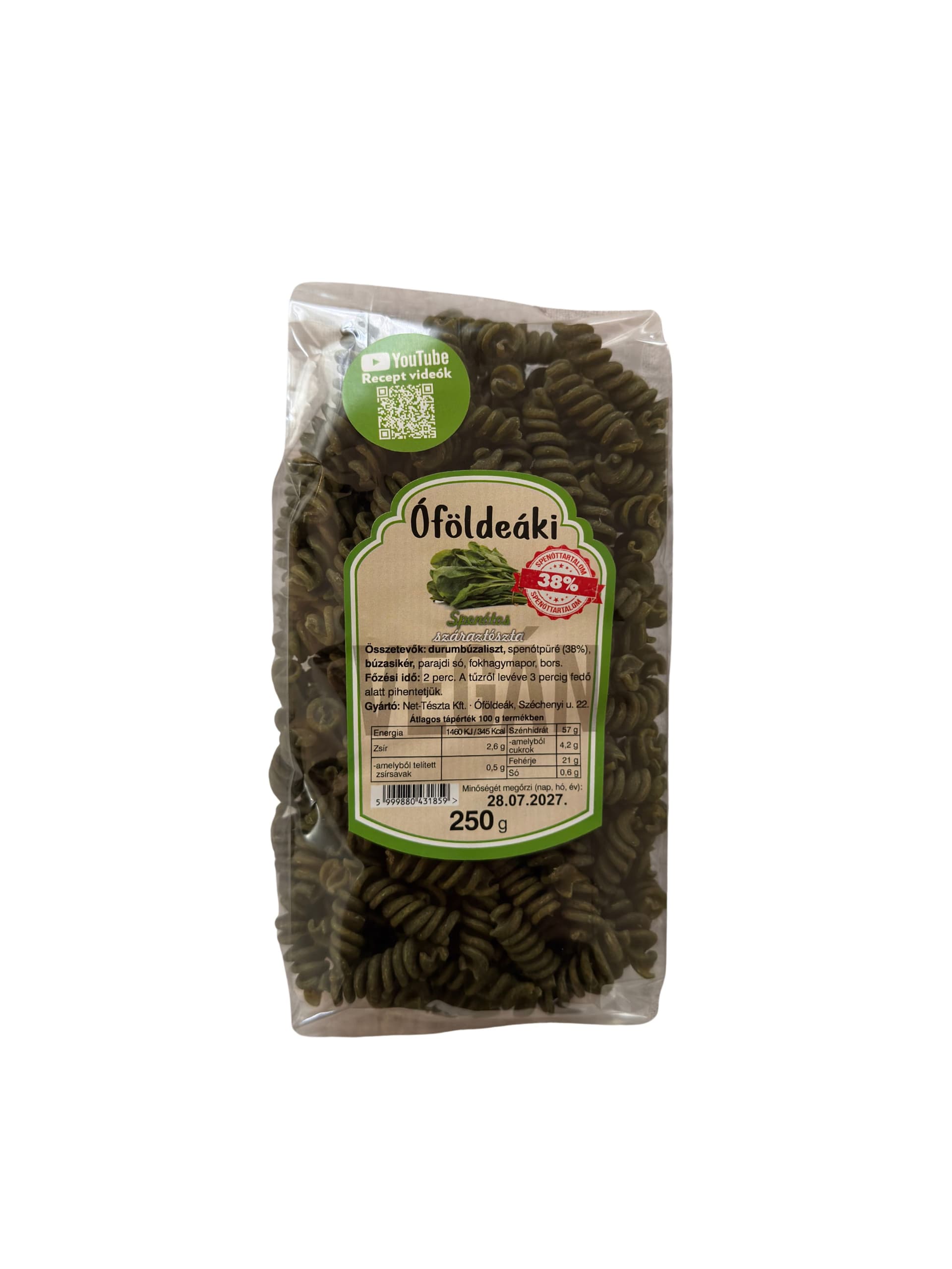 Óföldeáki špenátové fusilli 250 g