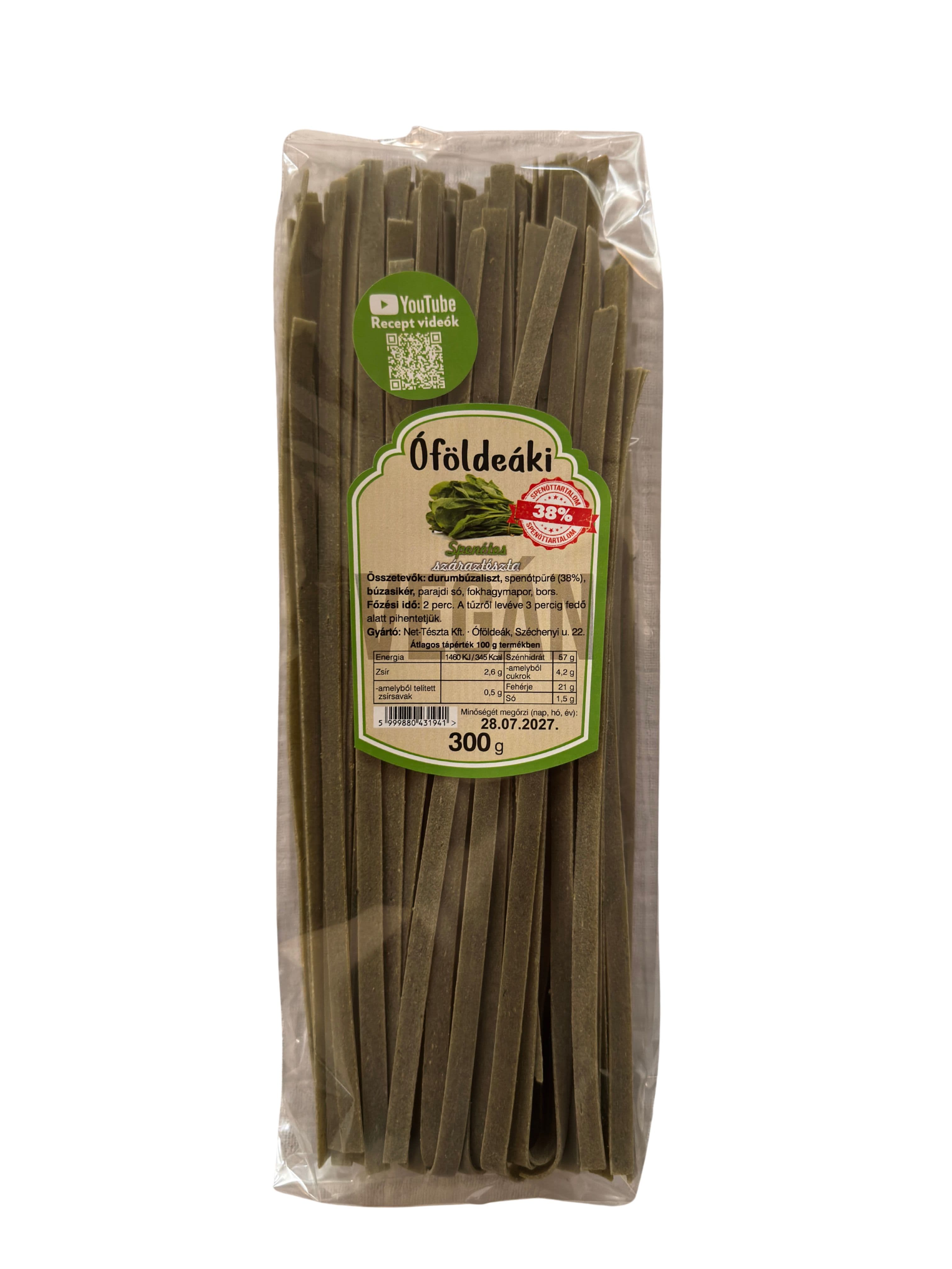 Óföldeáki špenátové široké rezance (dlhé) 300 g