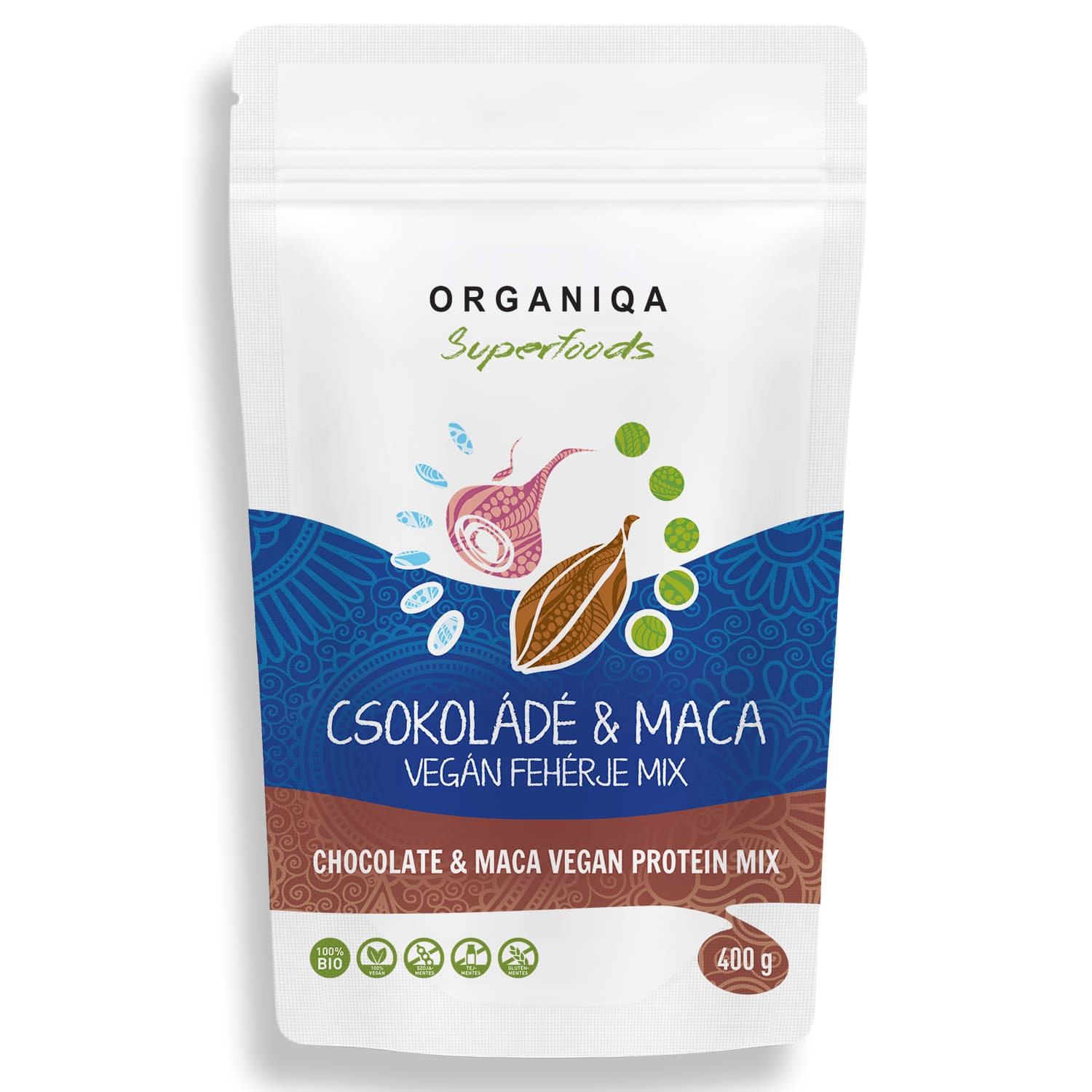 Organiqa Bio čokoláda-maca vegánsky proteín 400 g
