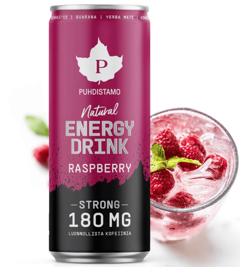 Puhdistamo prírodný energetický nápoj s príchuťou maliny 330 ml