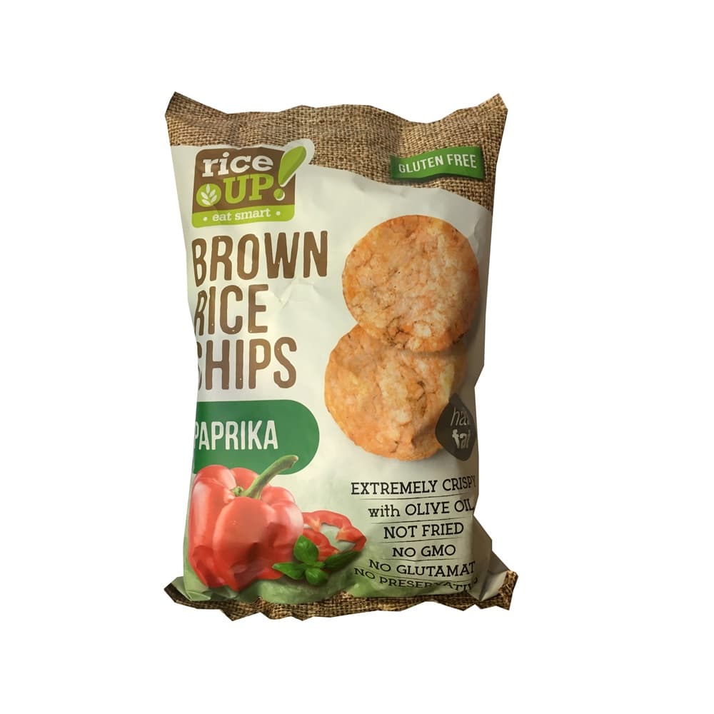Ryža UP! Chrumkavé čipsy z hnedej ryže s príchuťou papriky 60 g