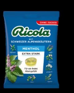Ricola cukrík extra silný mentol v sáčku 75 g