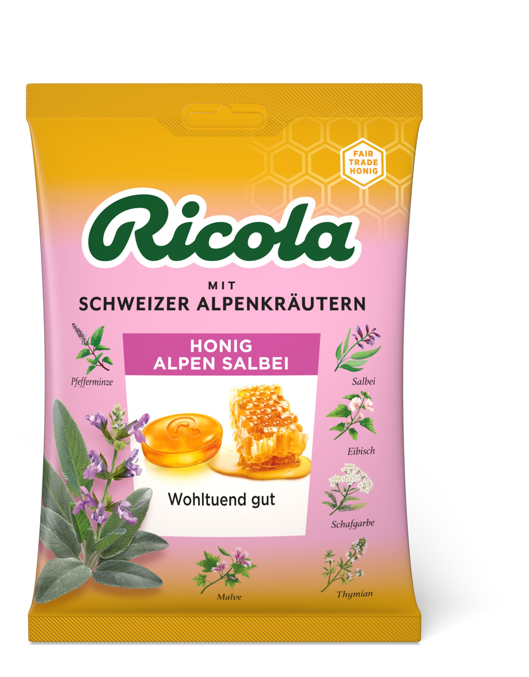 Ricola bylinkové cukríky med a alpská šalvia 75 g