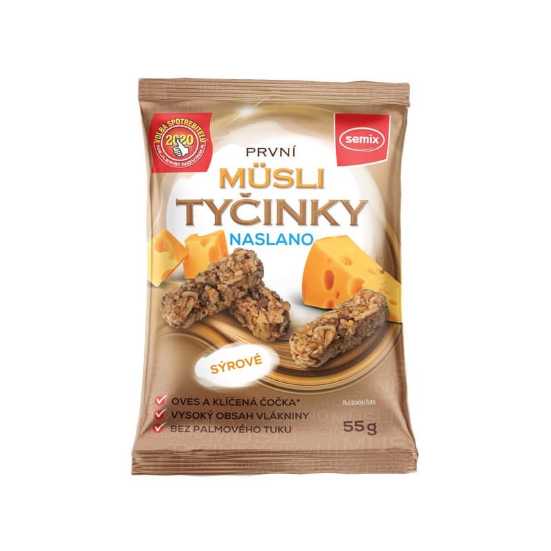 Semix bezlepkové müsli tyčinky s klíčenou červenou čočkou 55 g