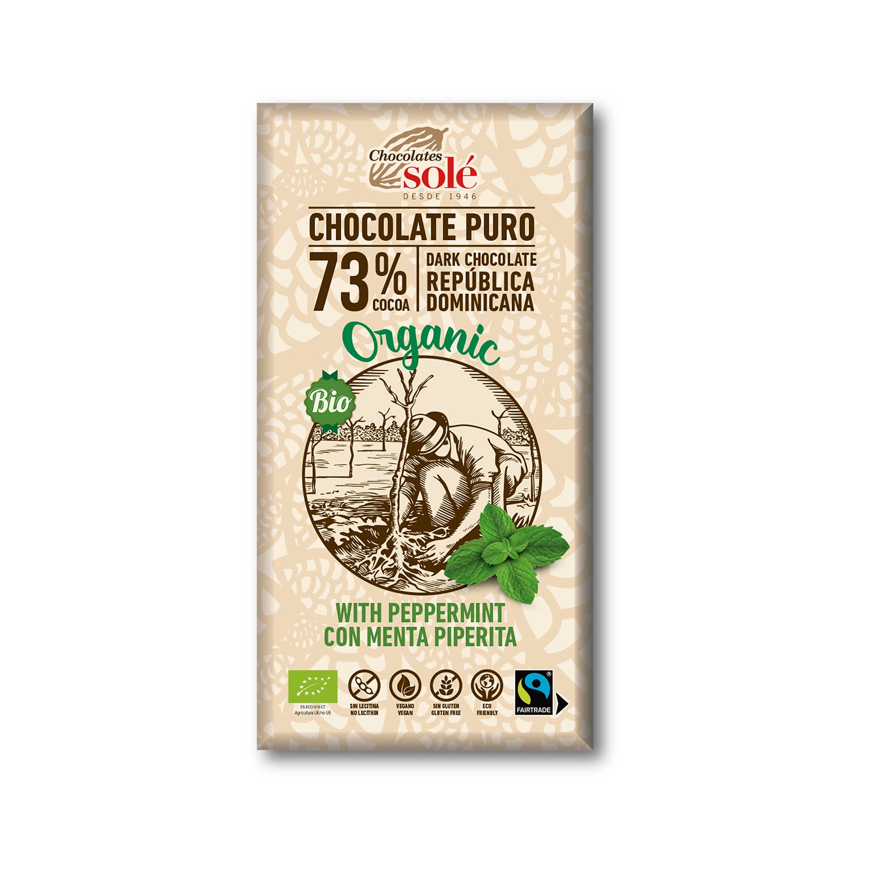 Sole bio horká čokoláda 73% mäta 100 g