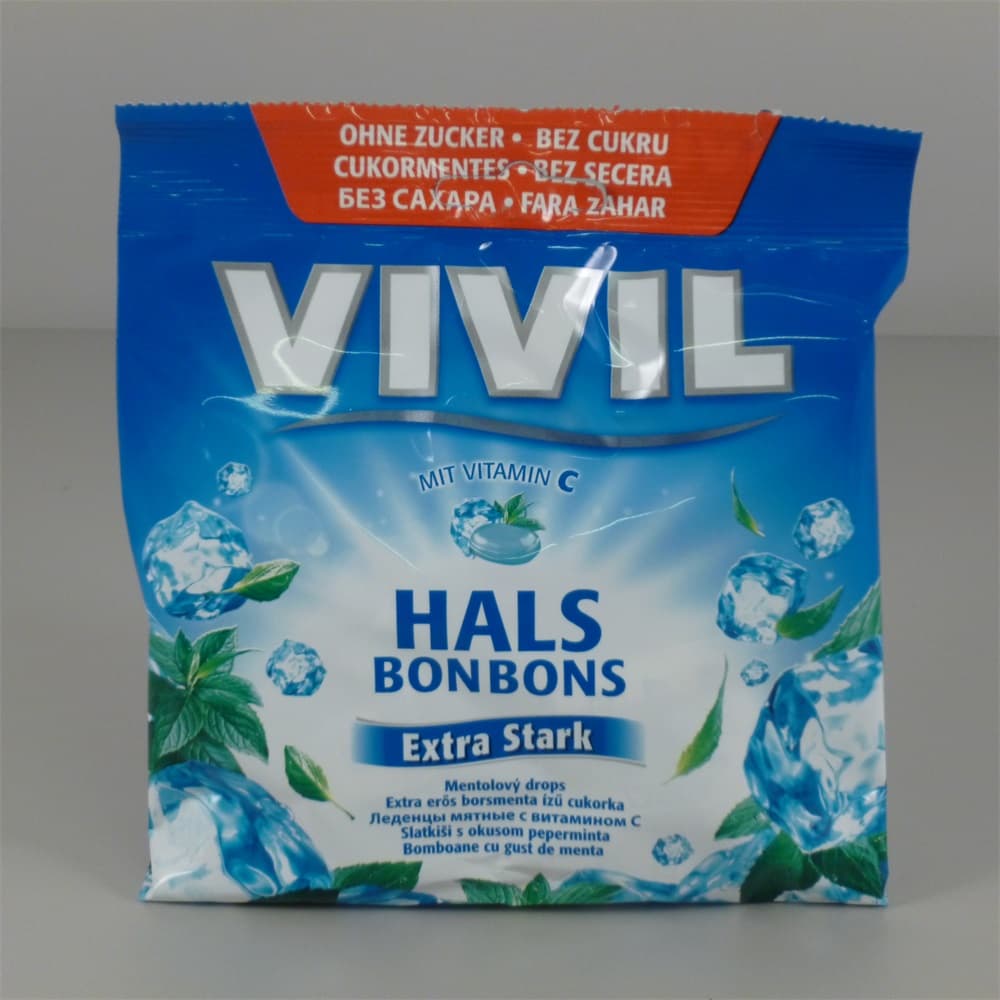 Vivil Extra silné mentolové cukríky s vitamínom C bez cukru 60 g