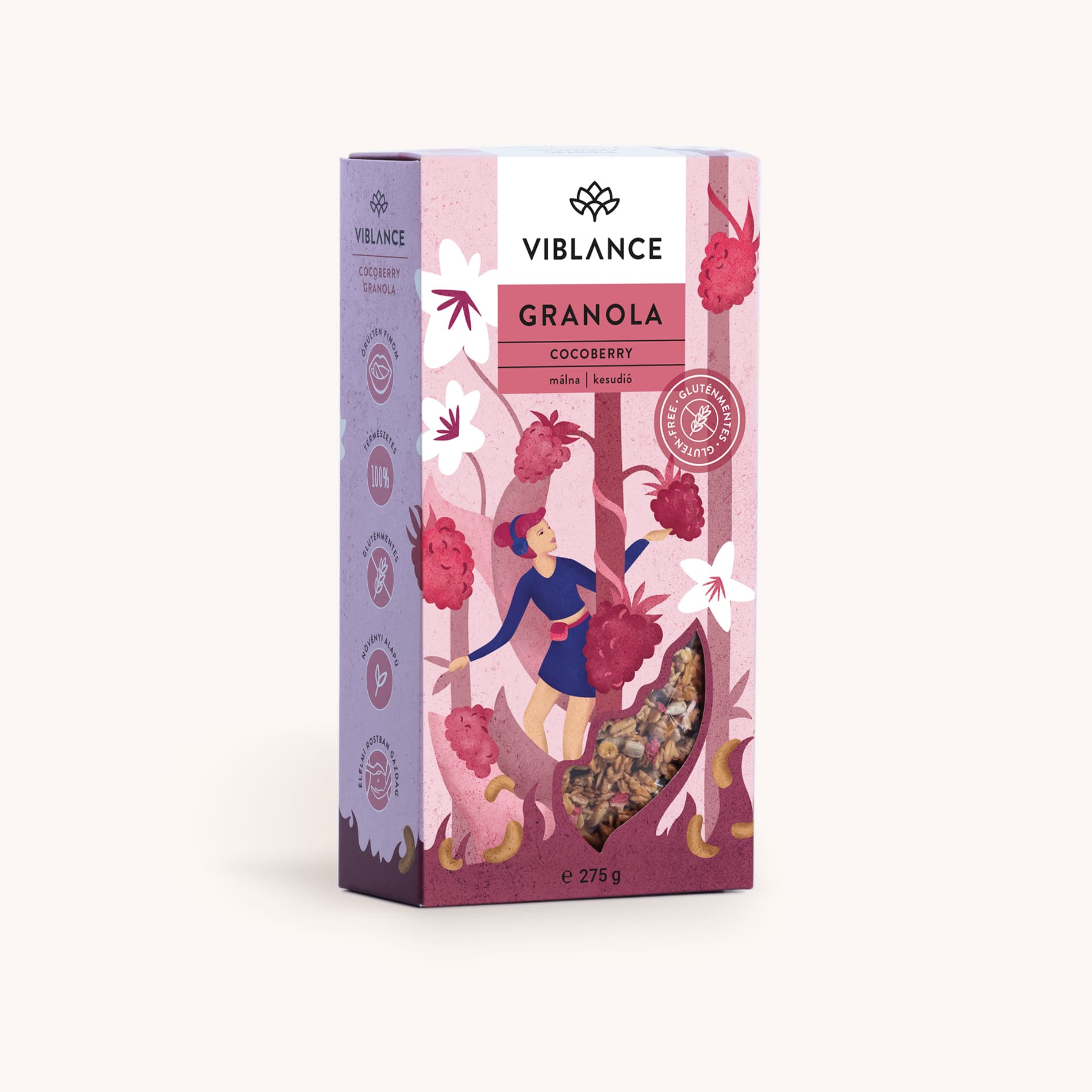 Viblance granola s kokosom, malinami a kešu 275 g