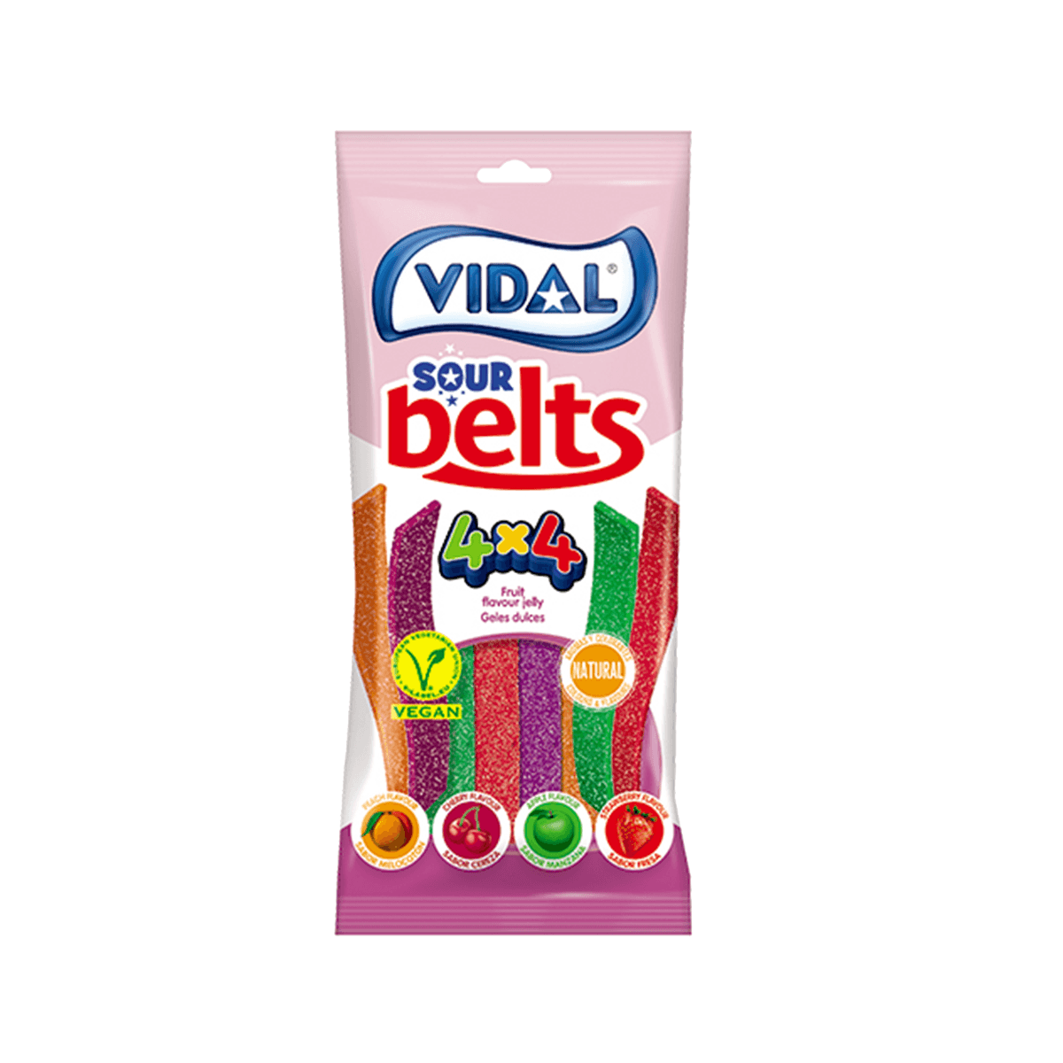 Vidal gumové cukríky sour belts 4 príchute x 4 farby 90 g