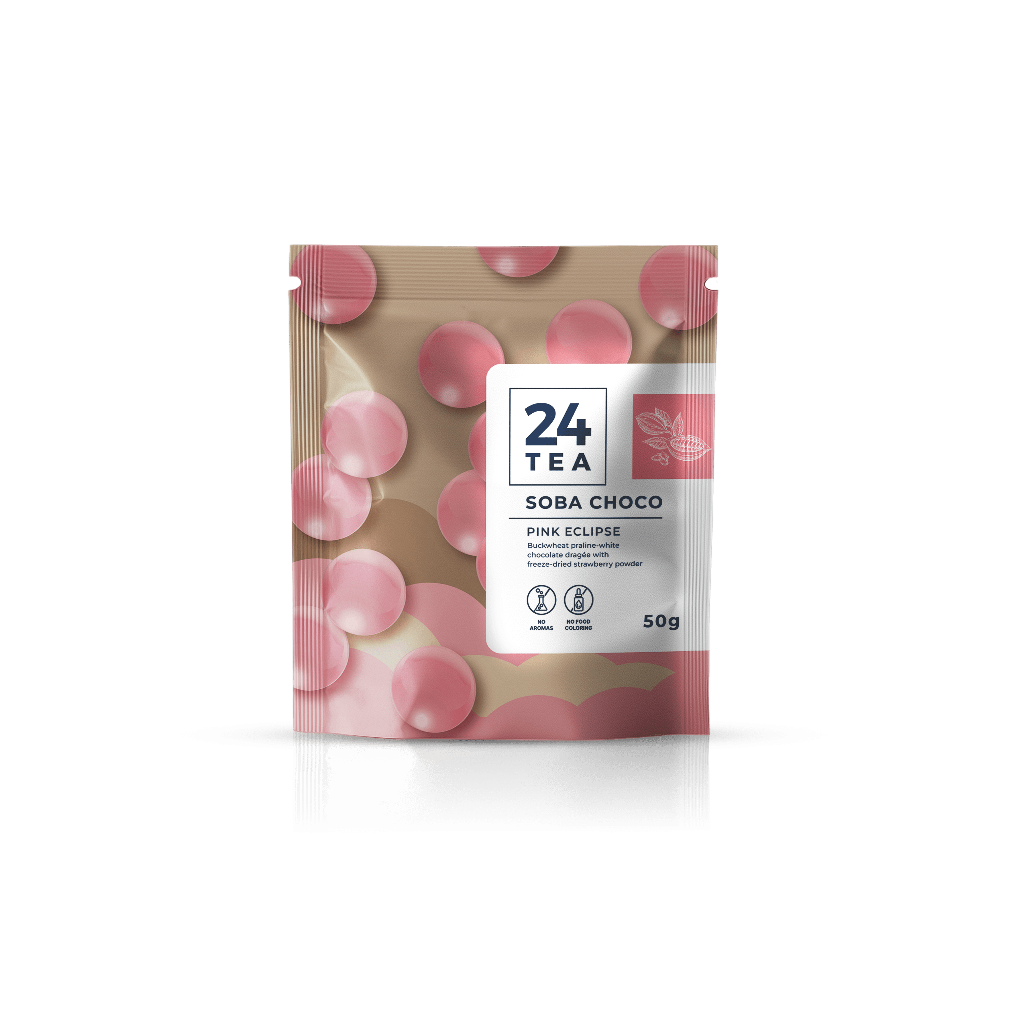 24tea jahodová biela čokoláda dražé pink eclipse 50 g