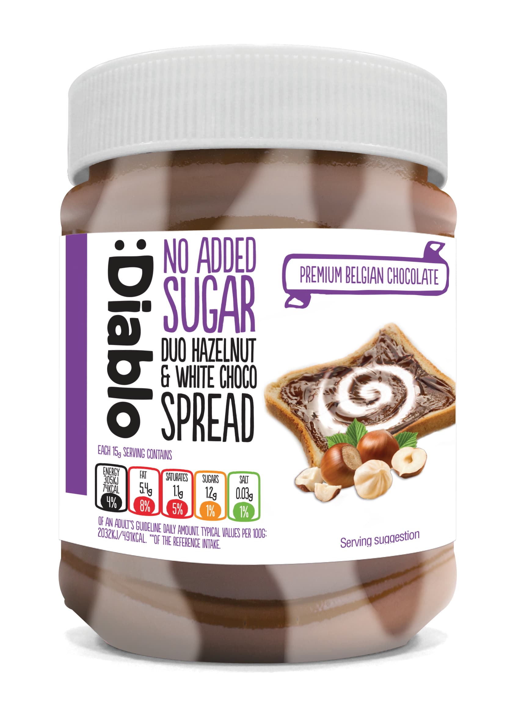 Diablo Čokoládovo-oriešková Nátierka Bez Pridaného Cukru 350 g