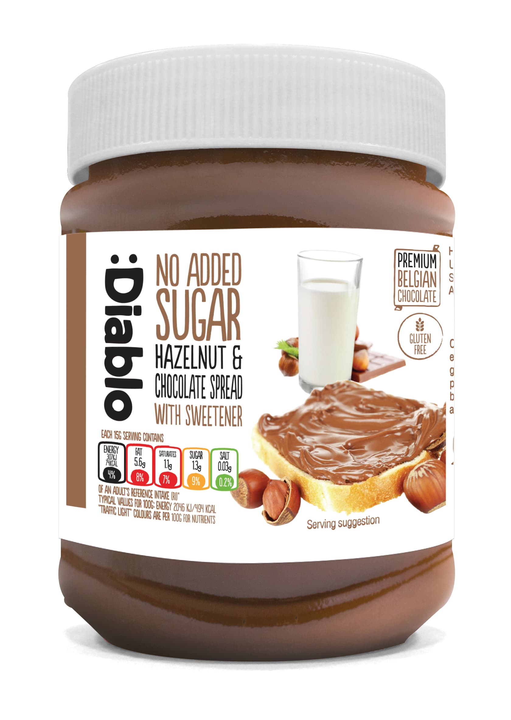 Diablo Lieskovooriešková čokoládová nátierka bez pridaného cukru 350 g - 81154