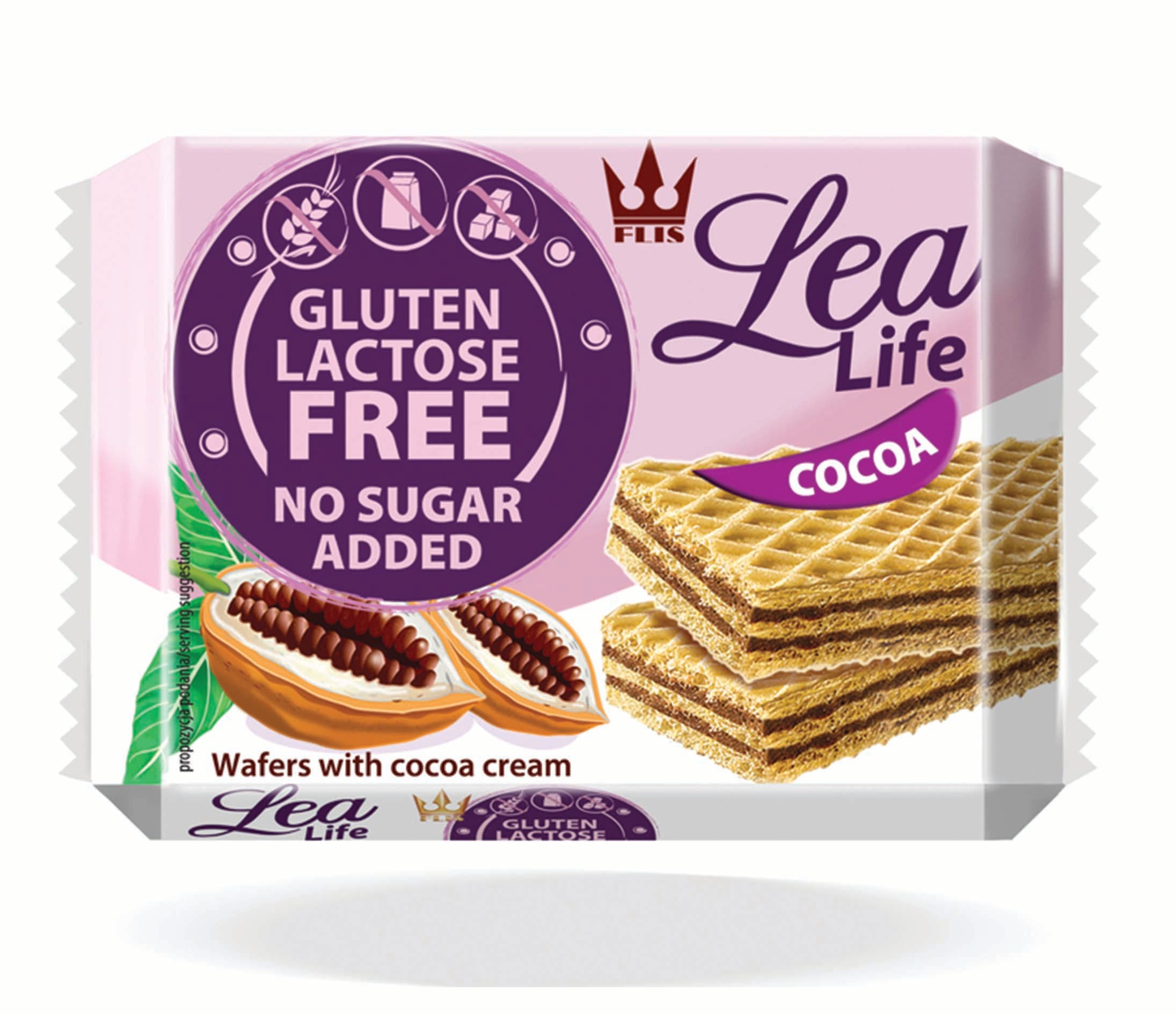 Lea life kakaové oplátky bez pridaného cukru, lepku a laktózy 95 g
