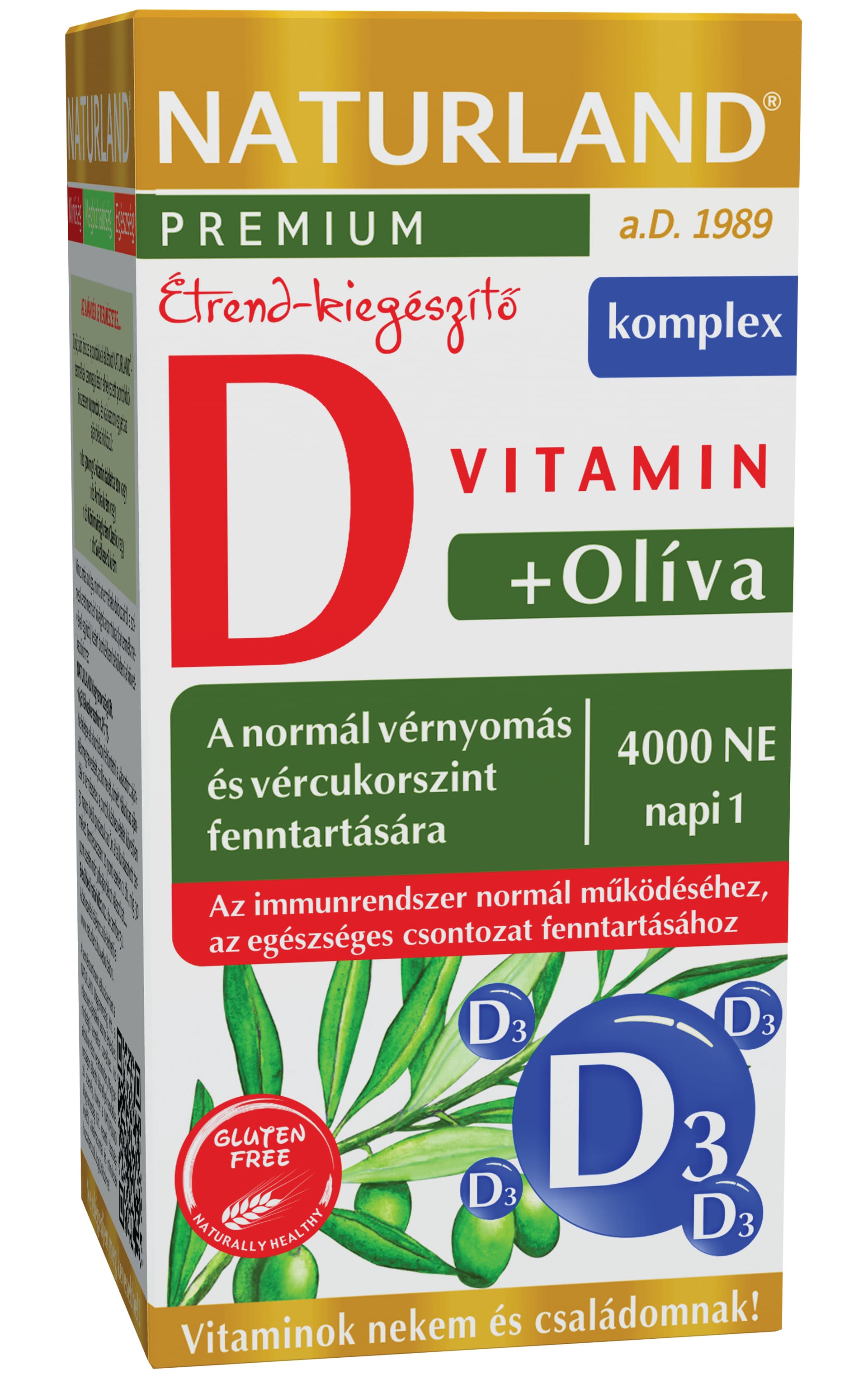 Naturland olivový list+D-vitamin 4000NE kapsula 60 ks