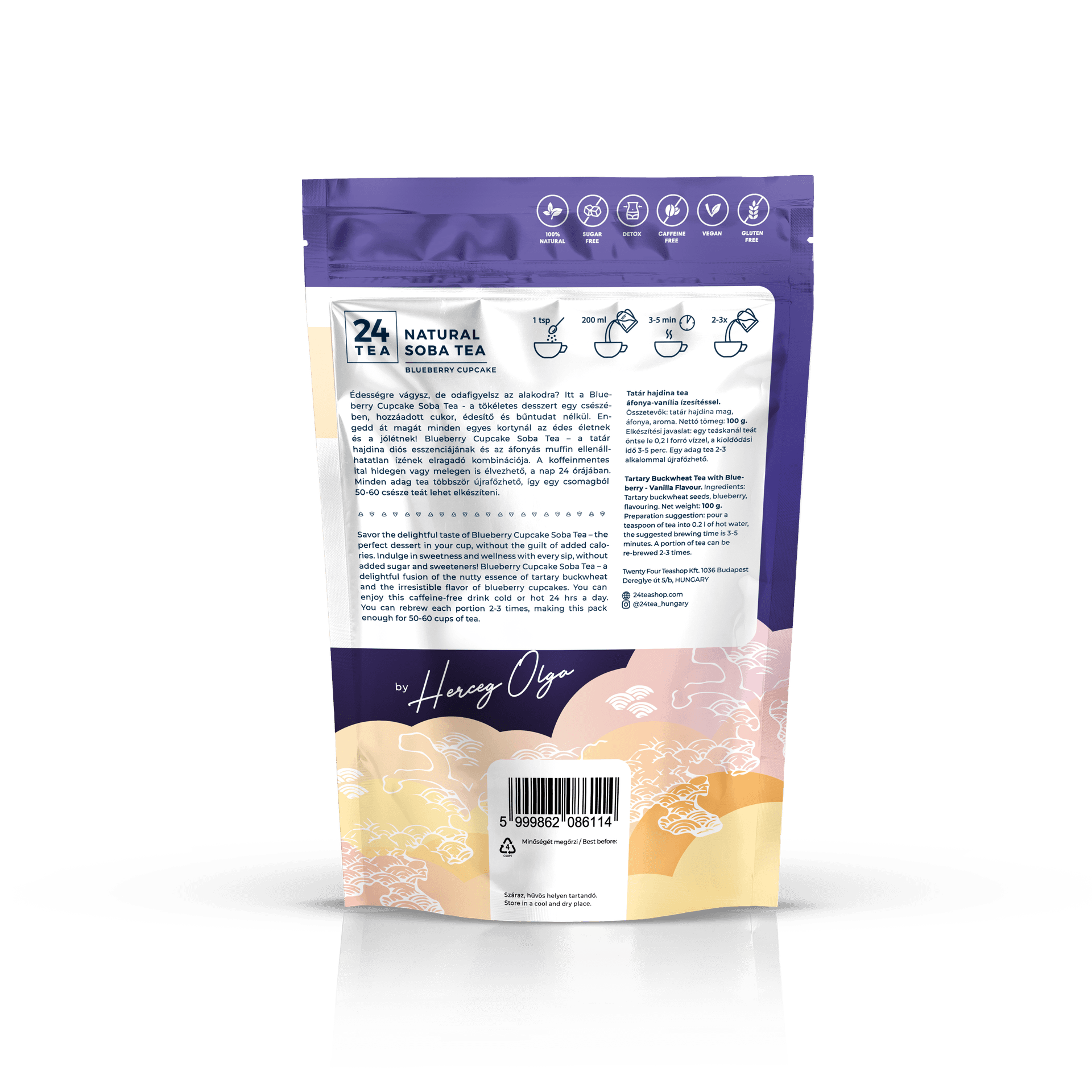24tea blueberry cupcake soba tea jahodový čaj 100 g