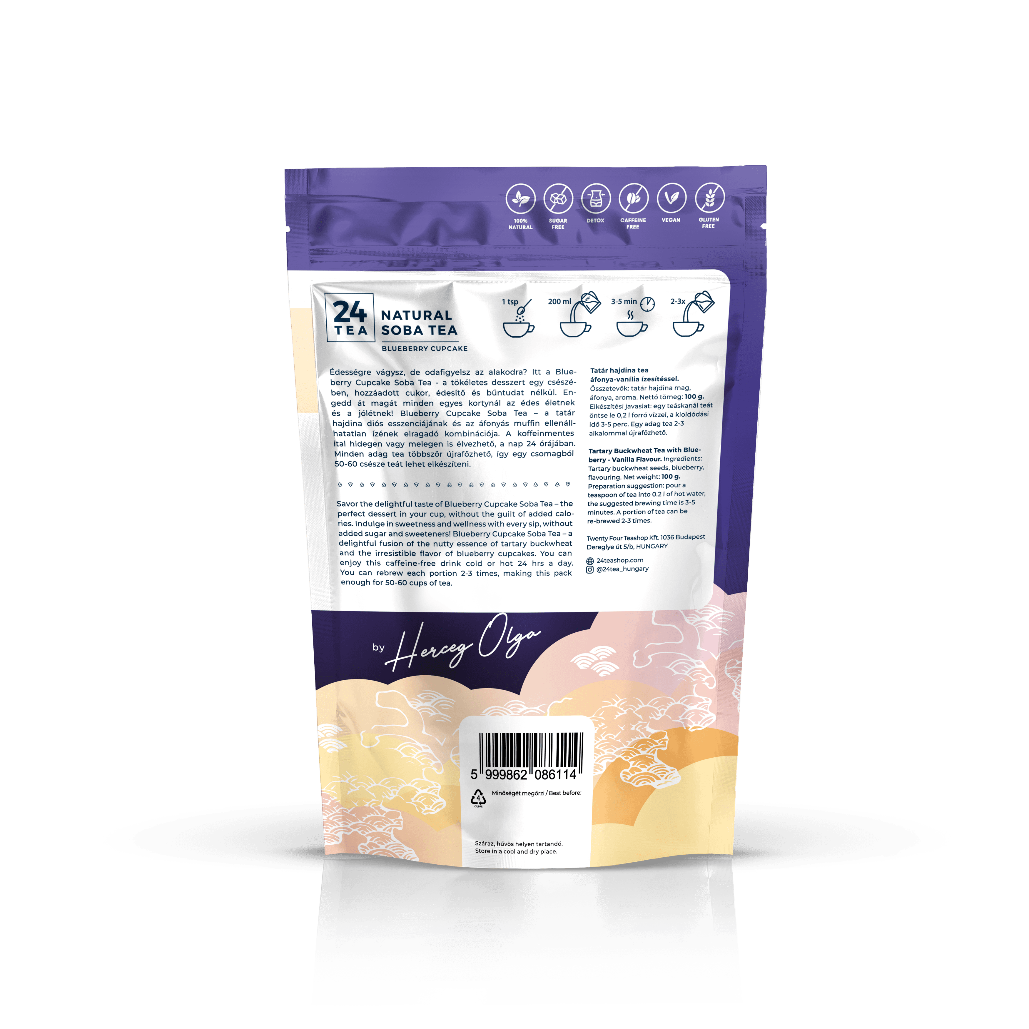 24tea blueberry cupcake soba tea jahodový čaj 100 g
