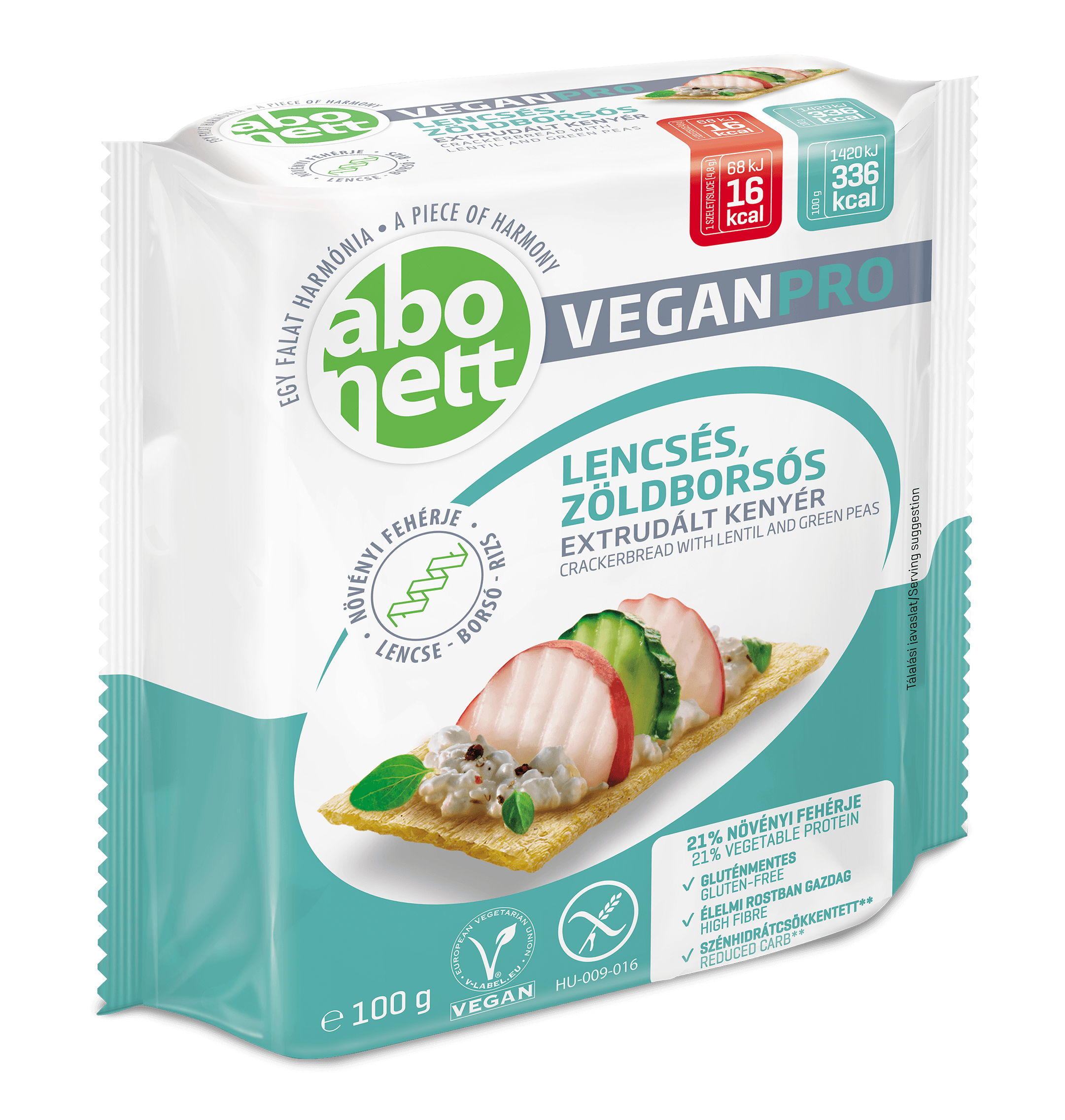 Abonett VeganPro extrudovaný chlieb so šošovicou a zeleným hráškom 100 g