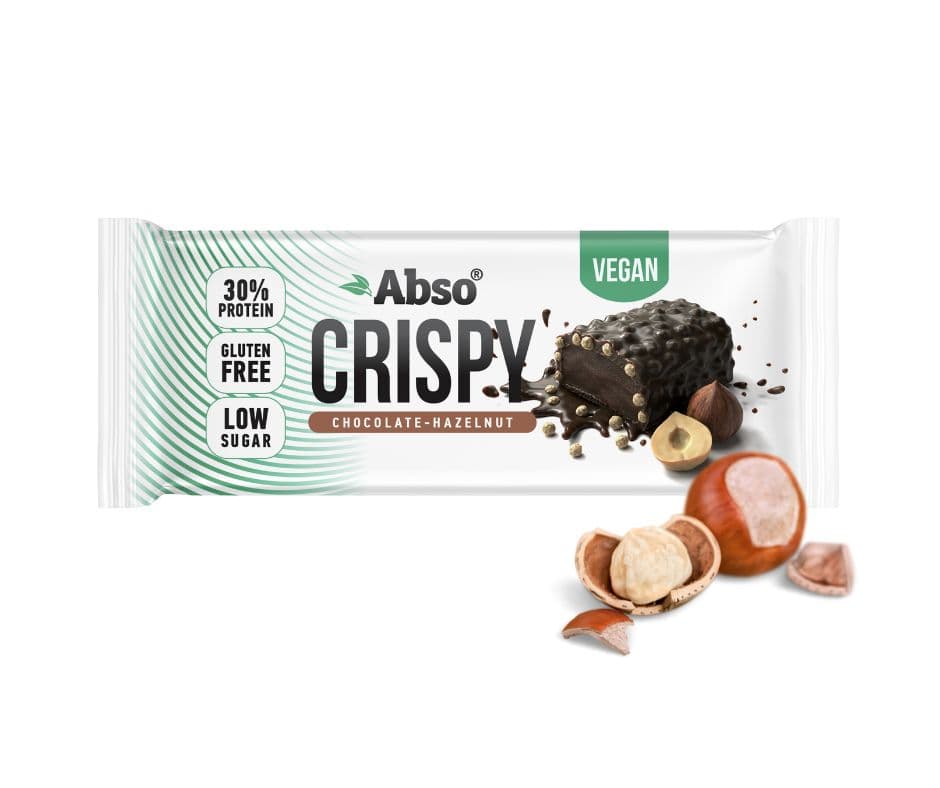 Abso Crispy Bar vegán proteínová tyčinka s príchuťou lieskového orecha a čokolády 50 g