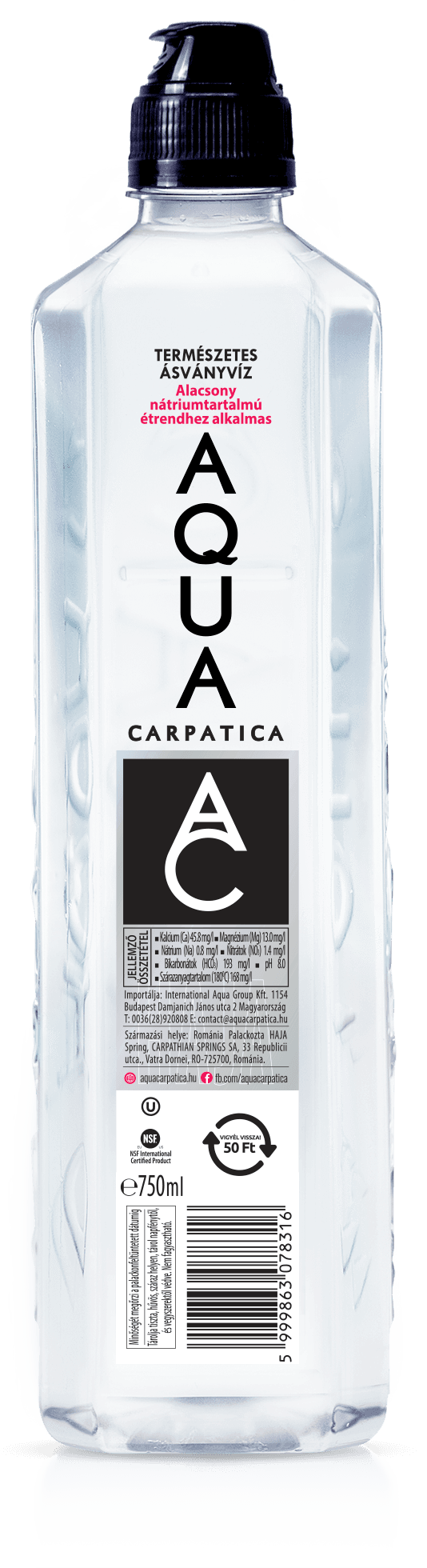 Aqua Carpatica minerálna voda športová bez sýtenia 750 ml