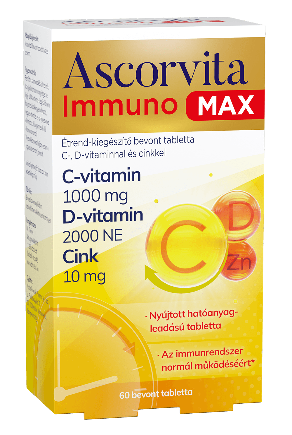 Ascorvita immuno max doplnok stravy s potiahnutou tabletou s vitamínom C, D a zinkom 60 ks